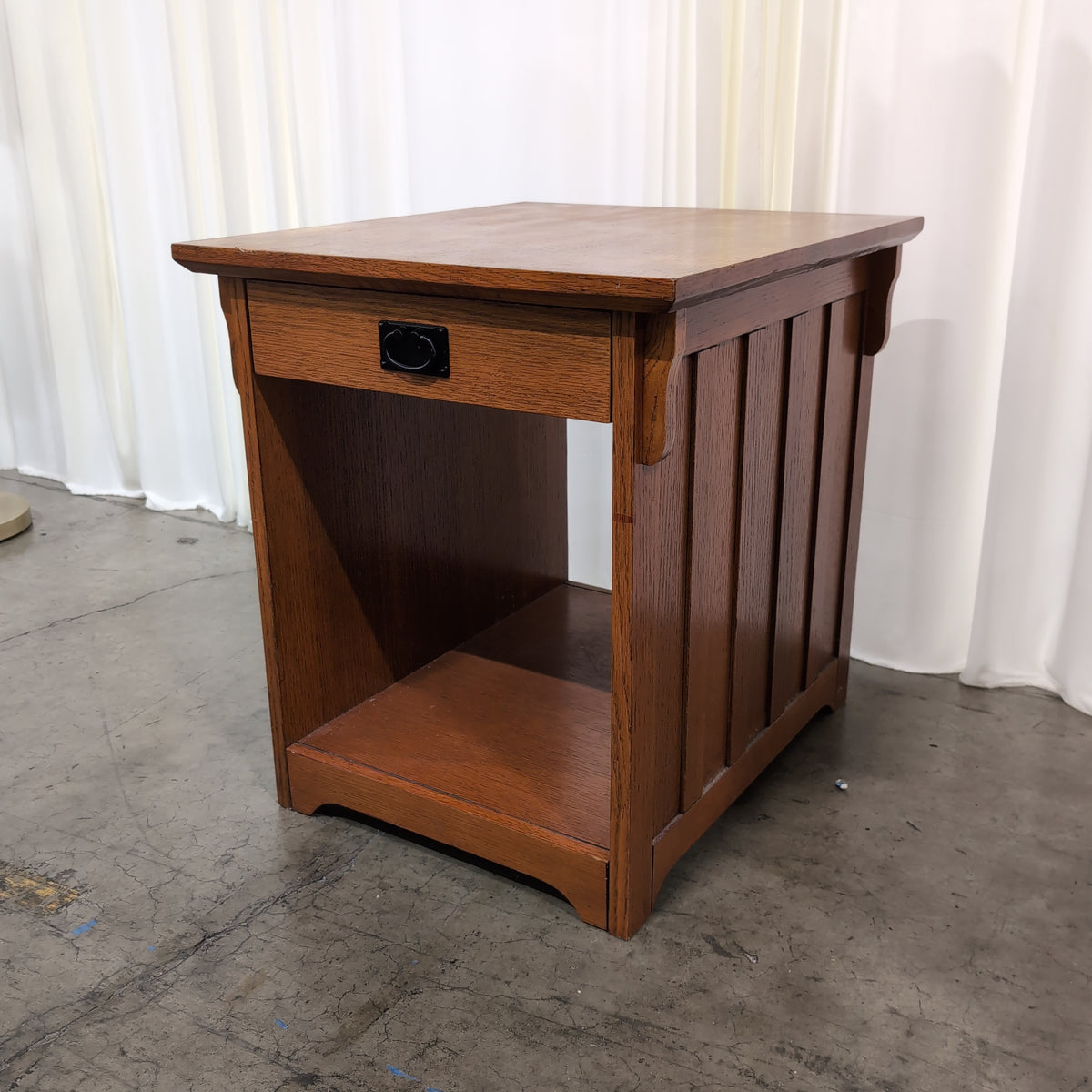 Warm Brown Wood One-Drawer Nightstand