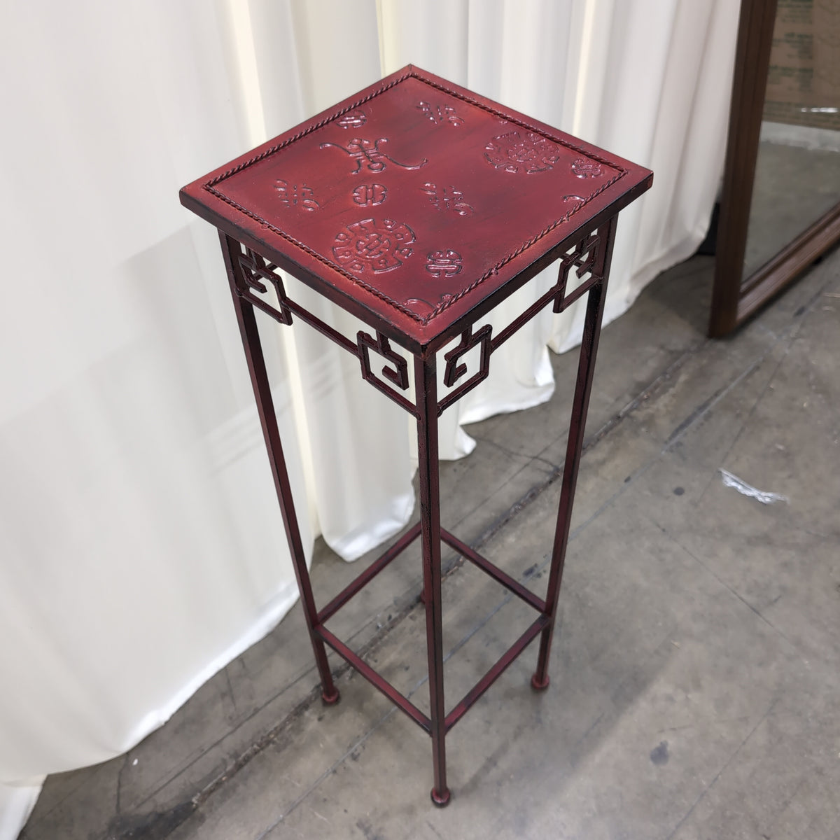 Reddish-Brown Embossed Iron Plant Stand