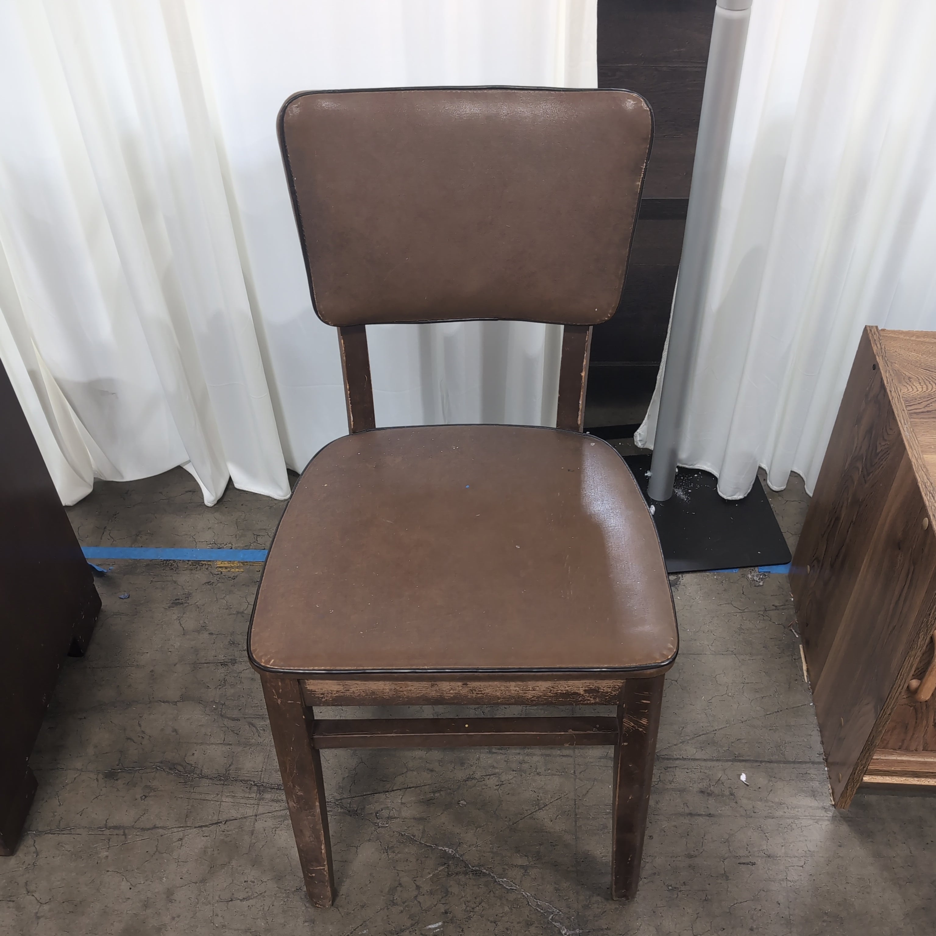 Brown Upholstered Wood Dining Chair