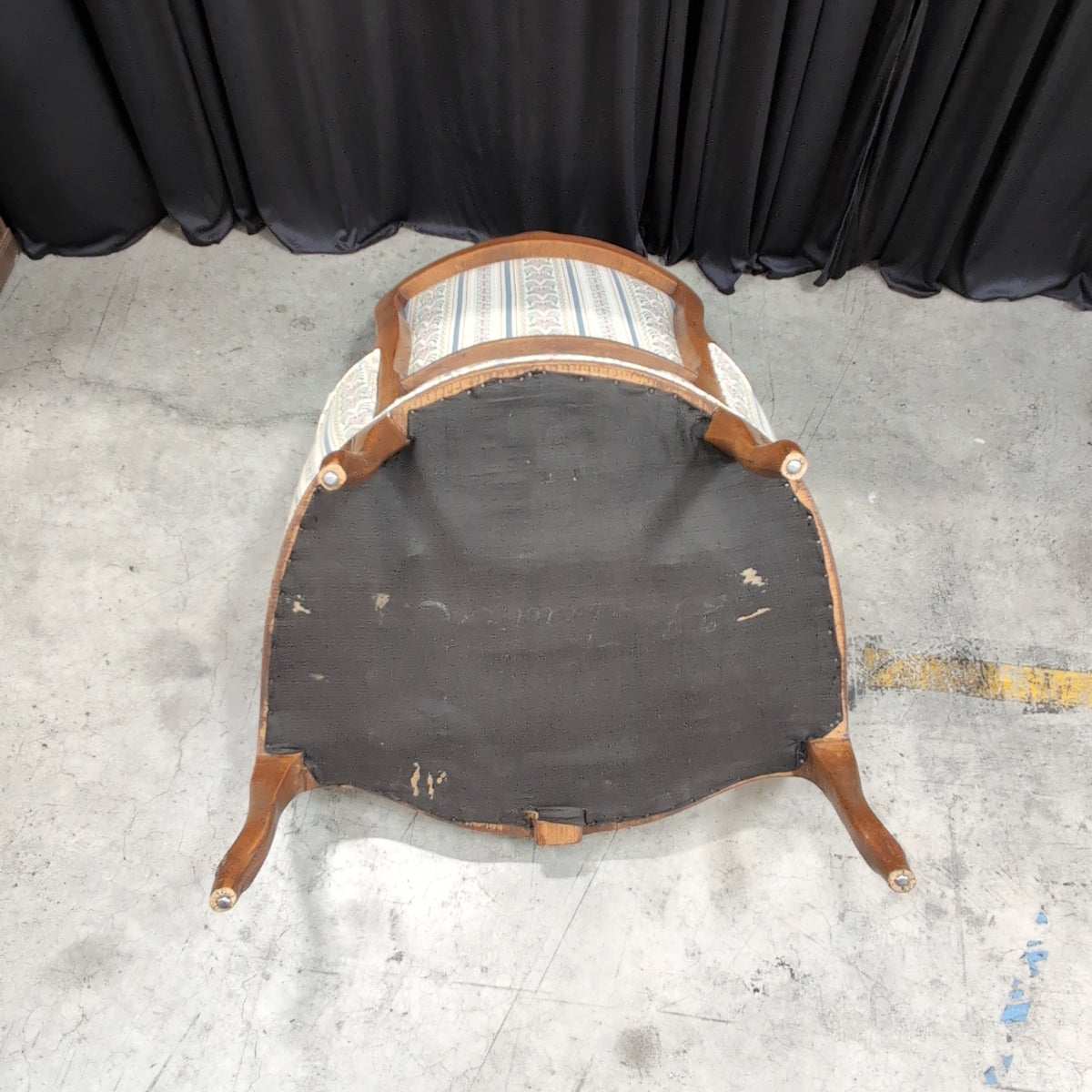 French Provincial Carved Wood Accent Chair in Floral Upholstery