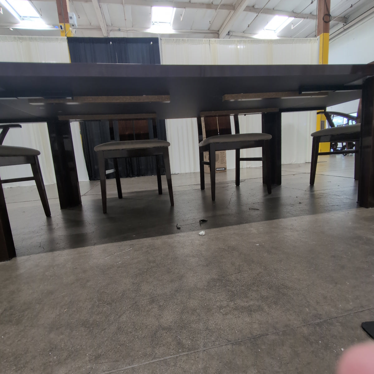 Chestnut brown dining table with 6 matching chairs