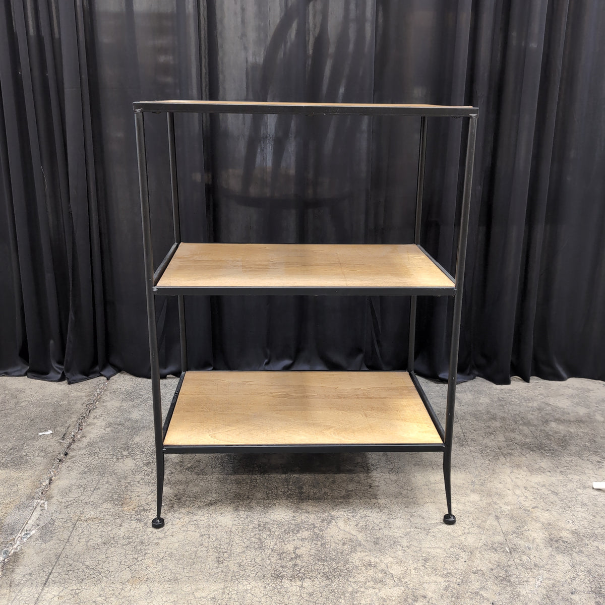 Industrial Black Metal Three-Tier End Table