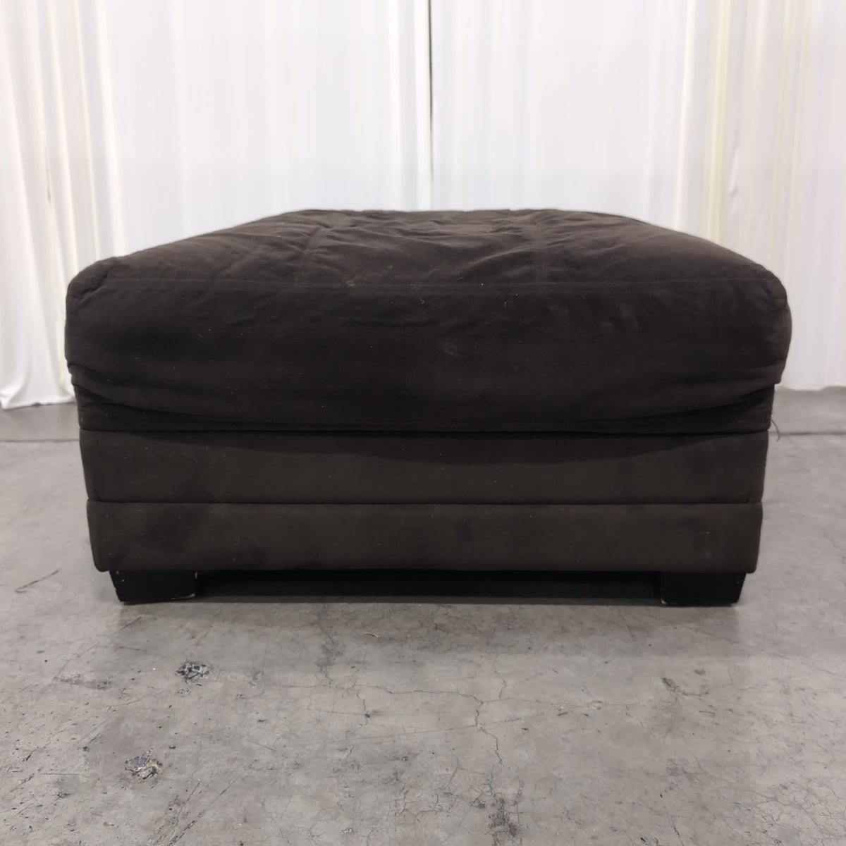 Brown Microsuede Square Ottoman