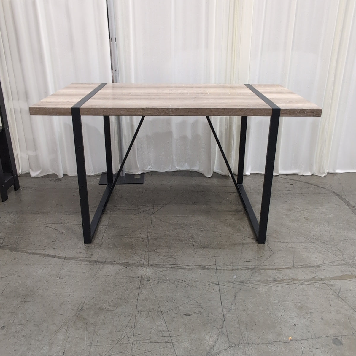 Light Wood-Look Industrial Dining Table