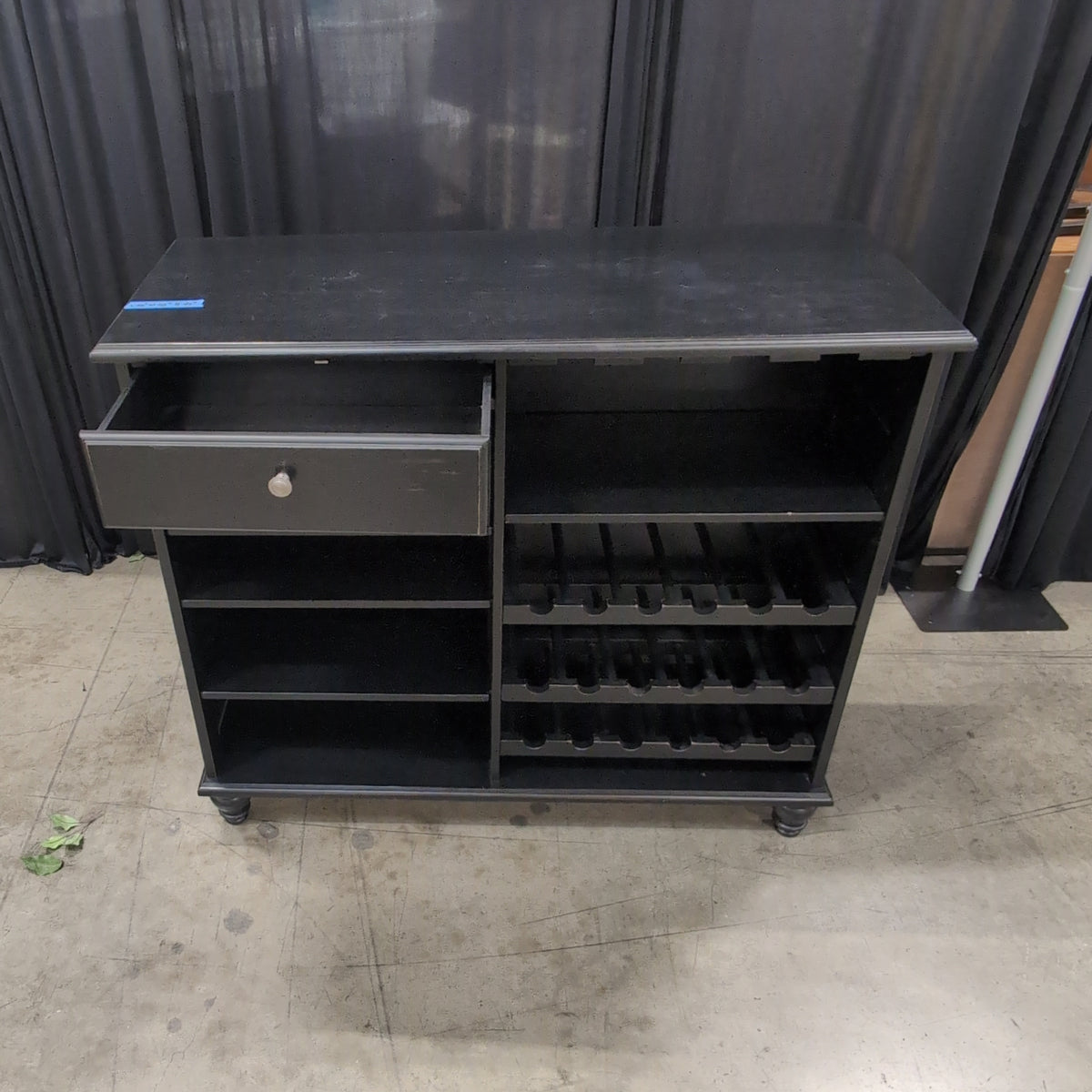 Black Wood Bar Cabinet with Wine Storage