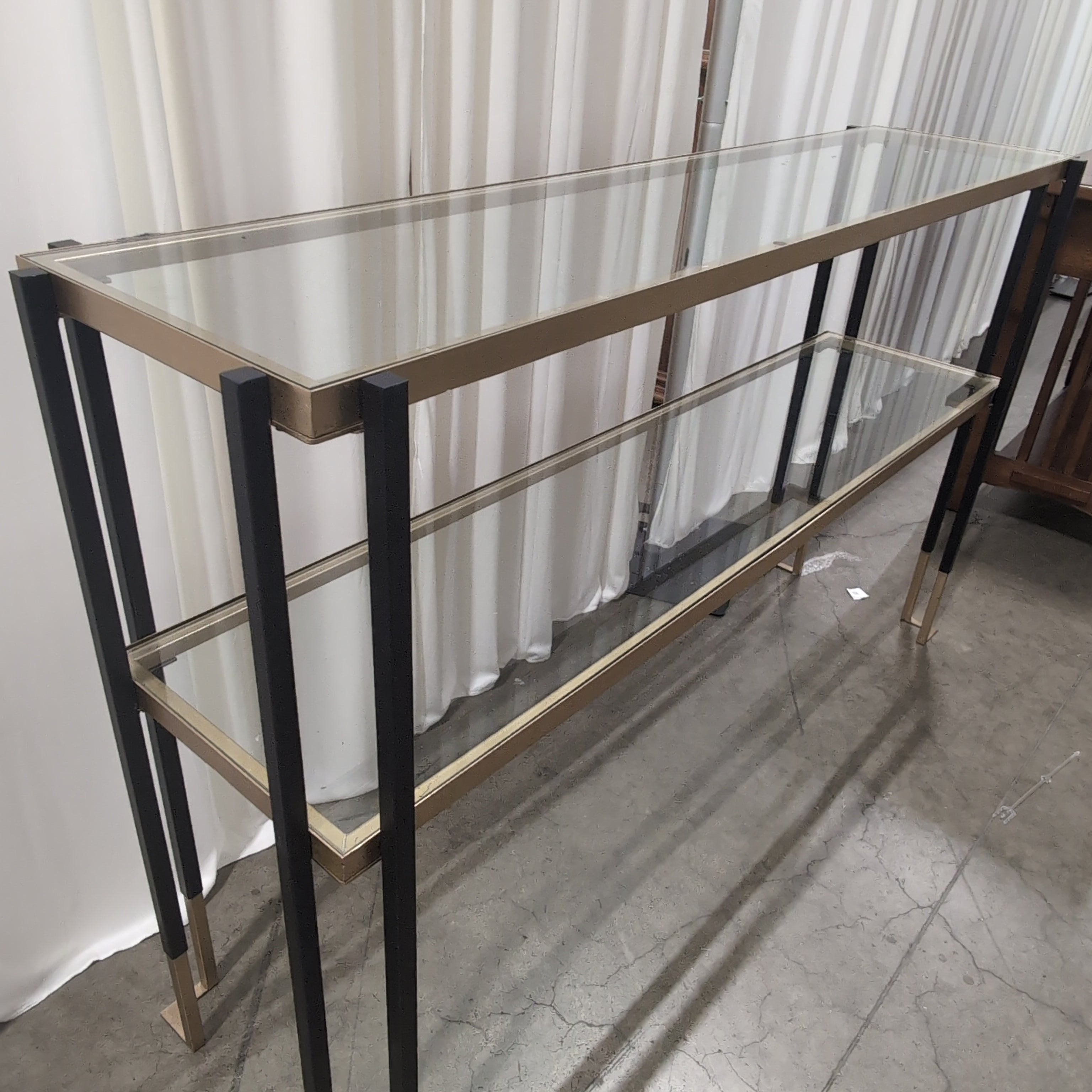 Modern Two-Tier Console Table in Black Metal