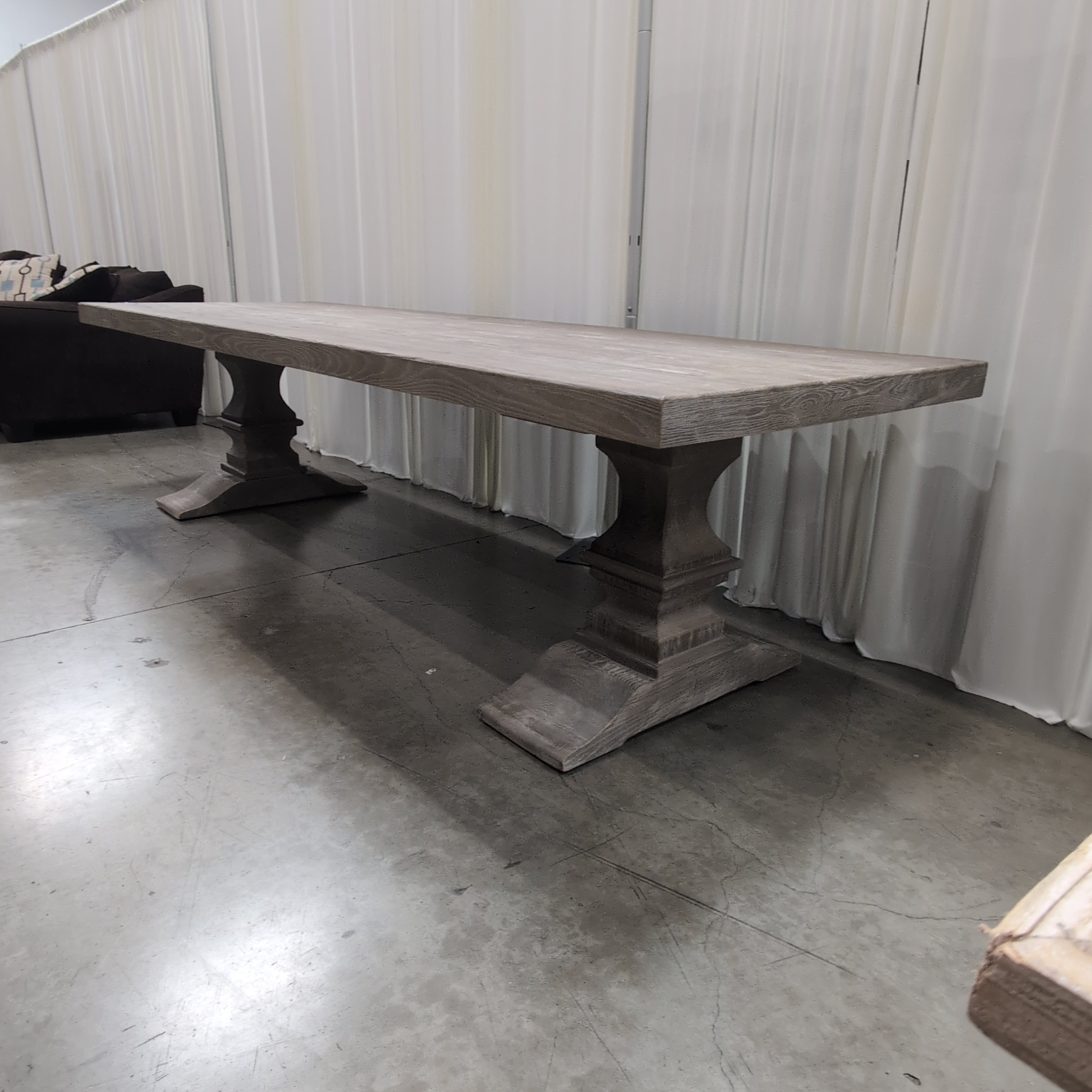Long Grey Washed Wood Dining Table