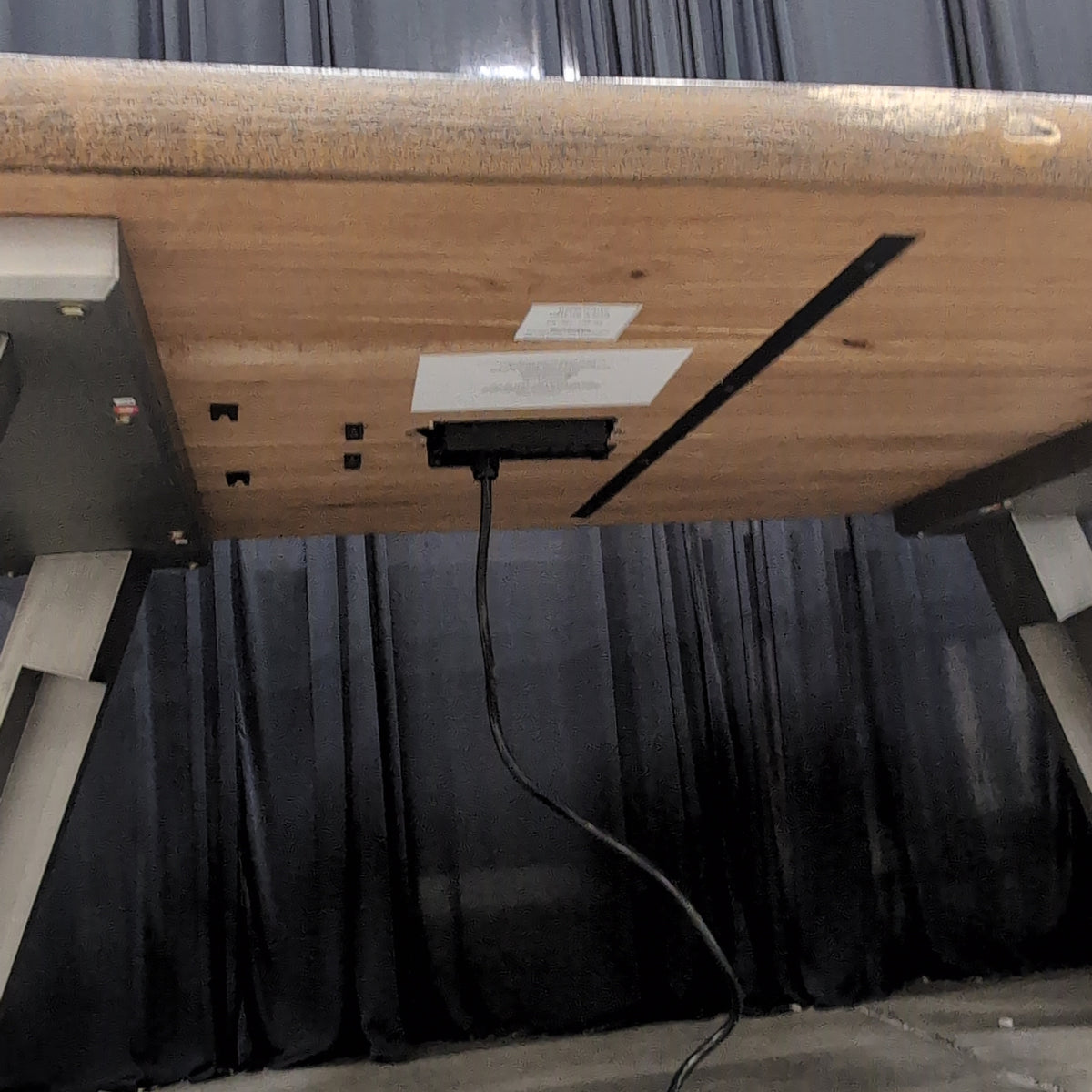 Natural Wood Plank Desk with Power Outlet