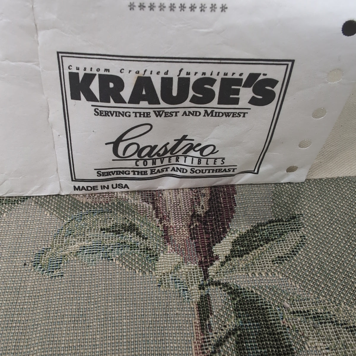 Green Floral Pattern Upholstered Armchair