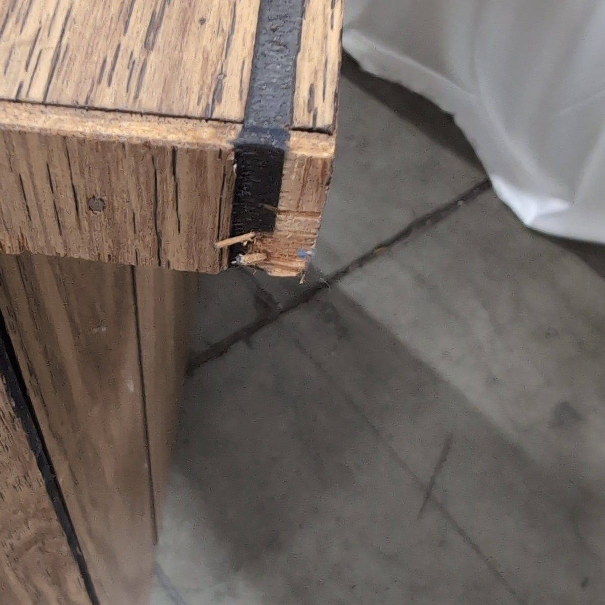 Plank Design Wood-Look TV Stand with Brass Accents