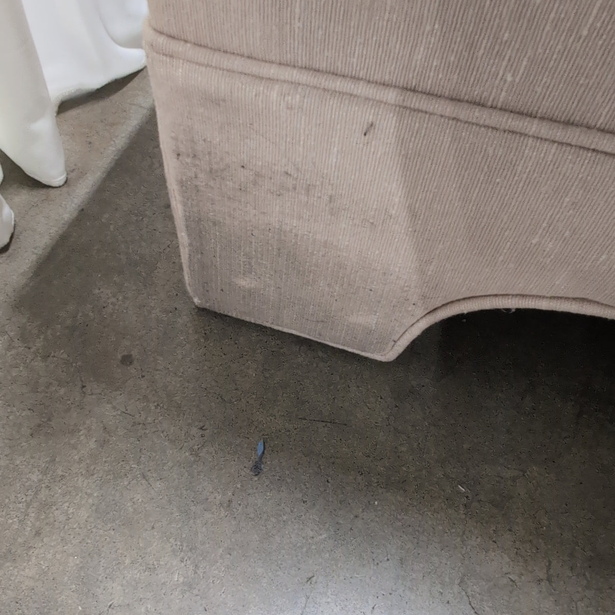 Beige Upholstered Rolled Arm Couch