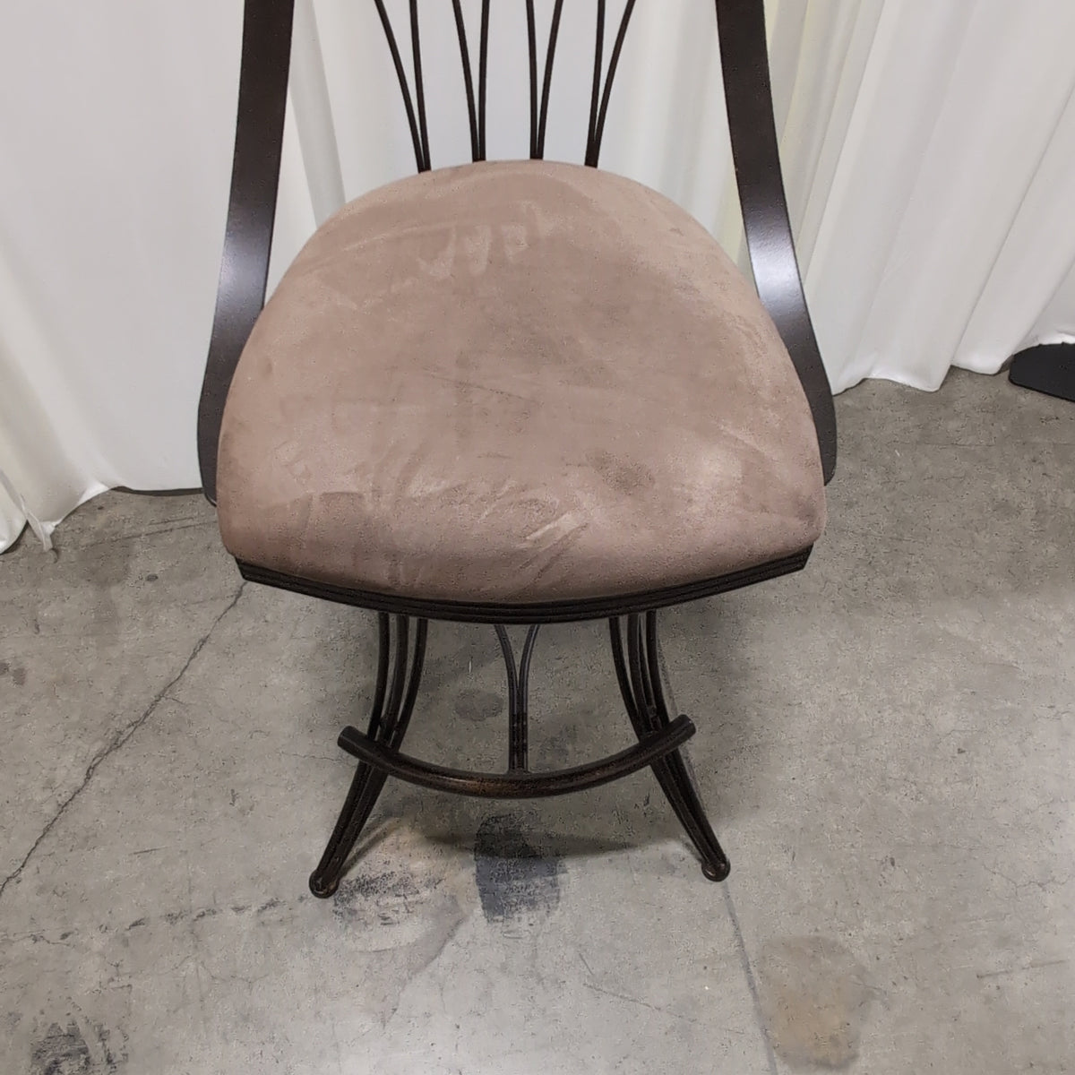 Bronze Metal Swivel Bar Stool with Upholstered Seat