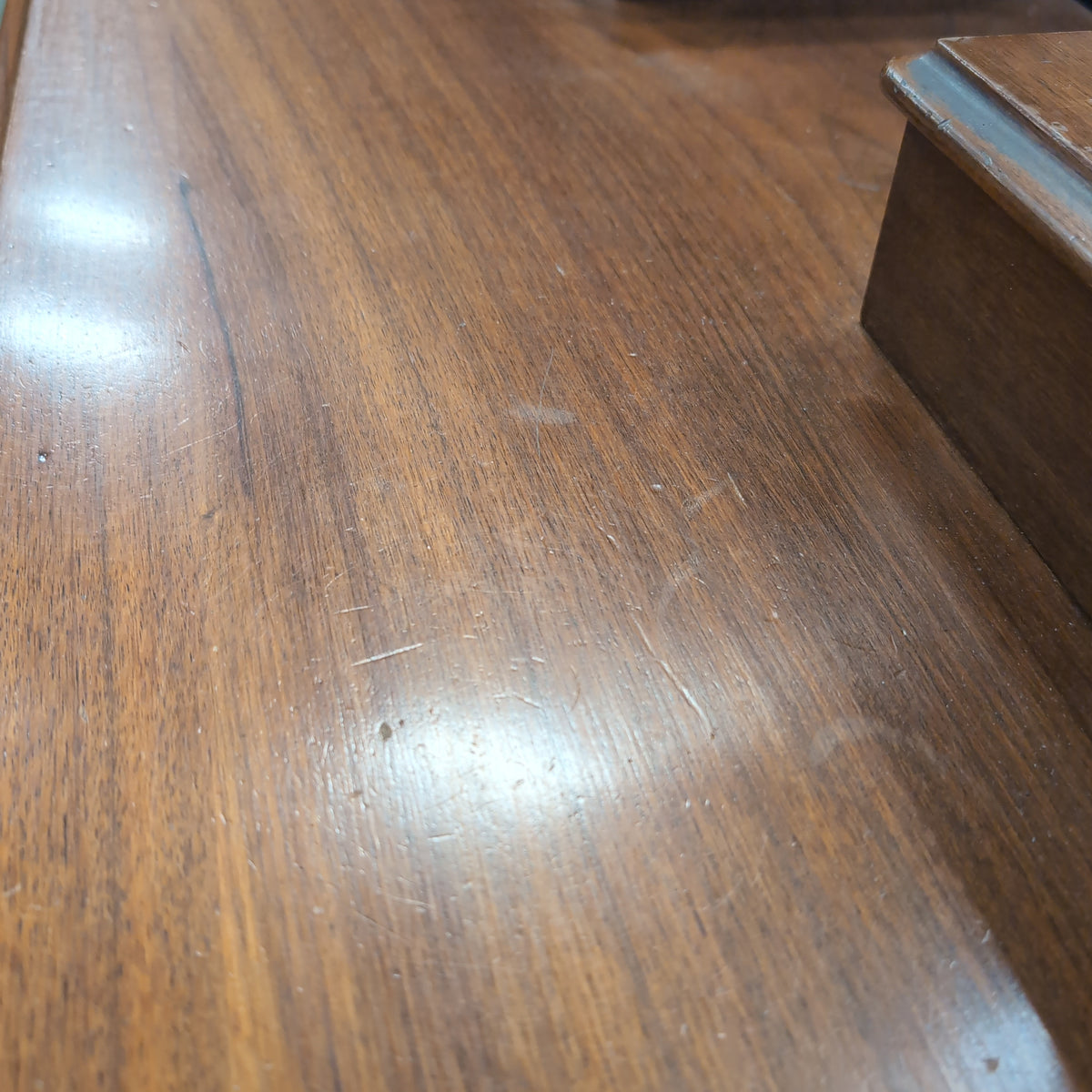 Traditional Reddish-Brown Wood Nightstand with Three Drawers