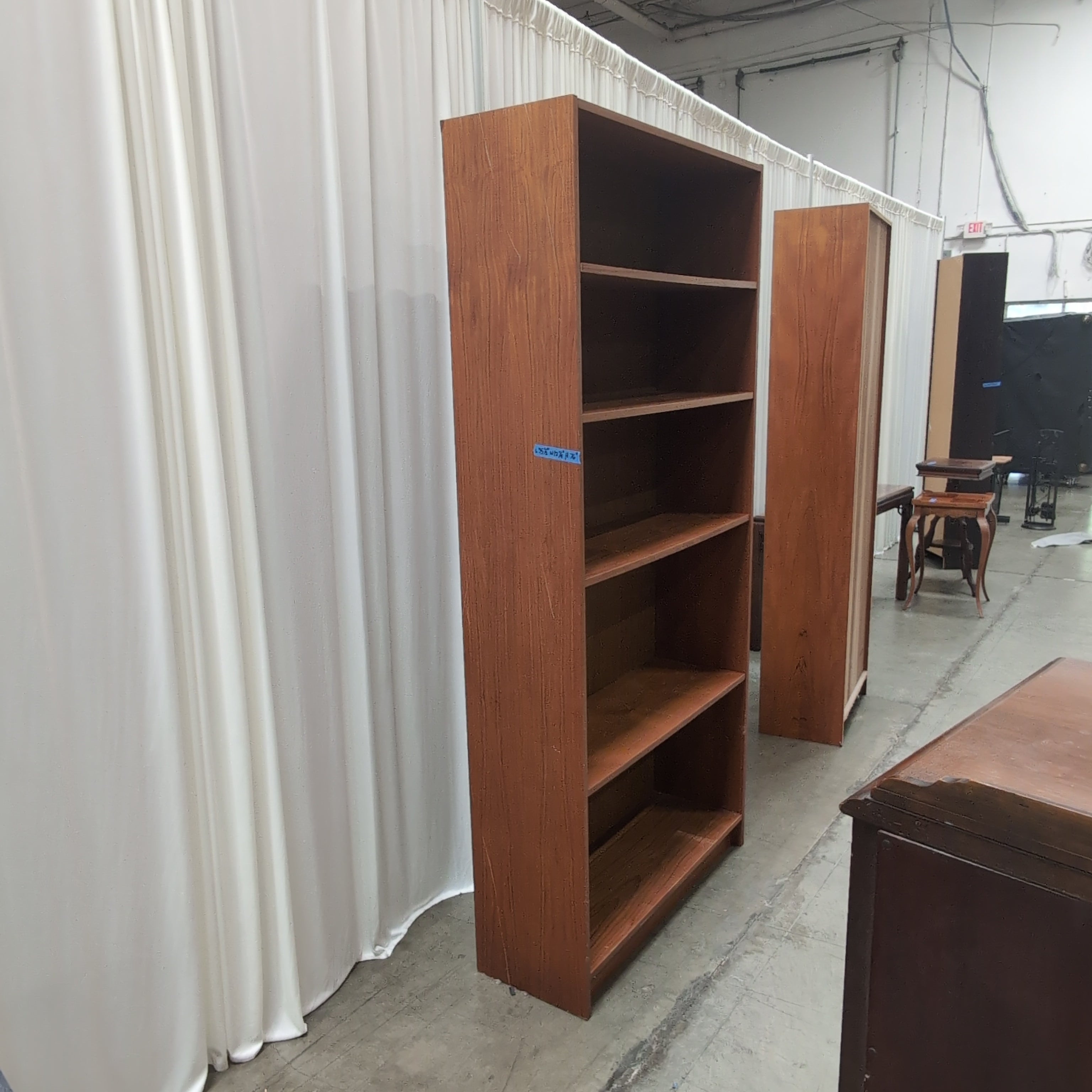 Brown Wood Four-Shelf Bookcase