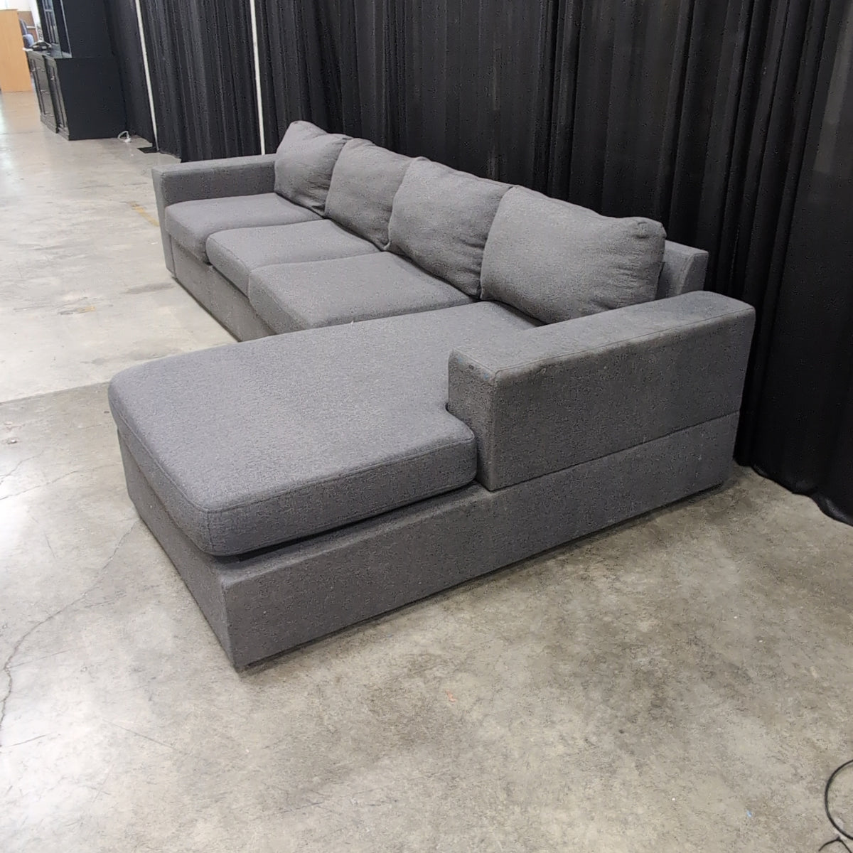 Grey Fabric Upholstered Modular Sectional Couch