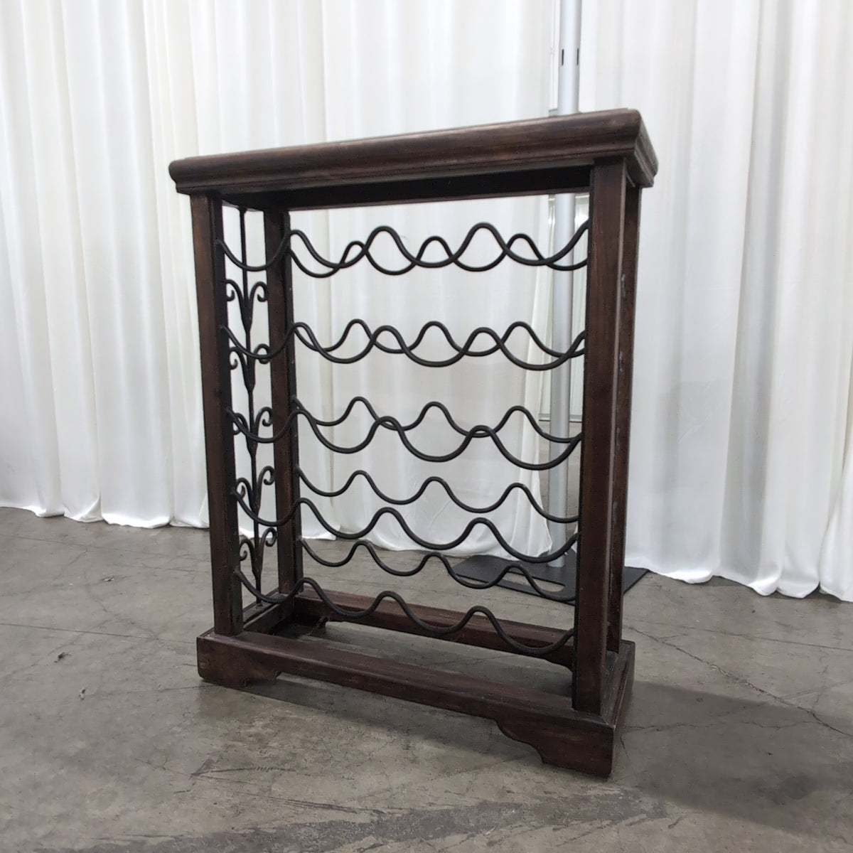 Dark Wood Top Metal Bottle Wine Rack