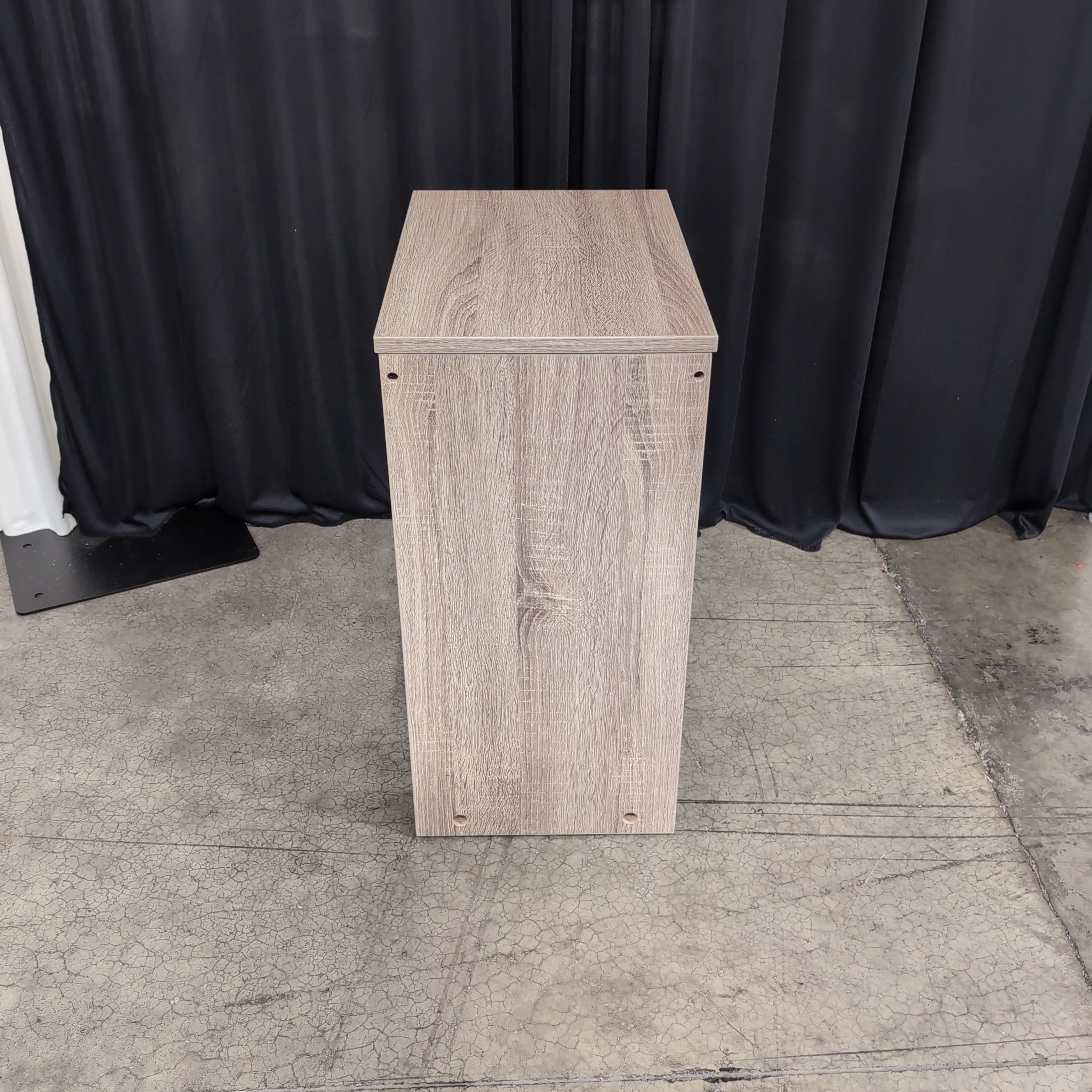 Light Brown Wood-Look Tiered Nightstand with Drawer