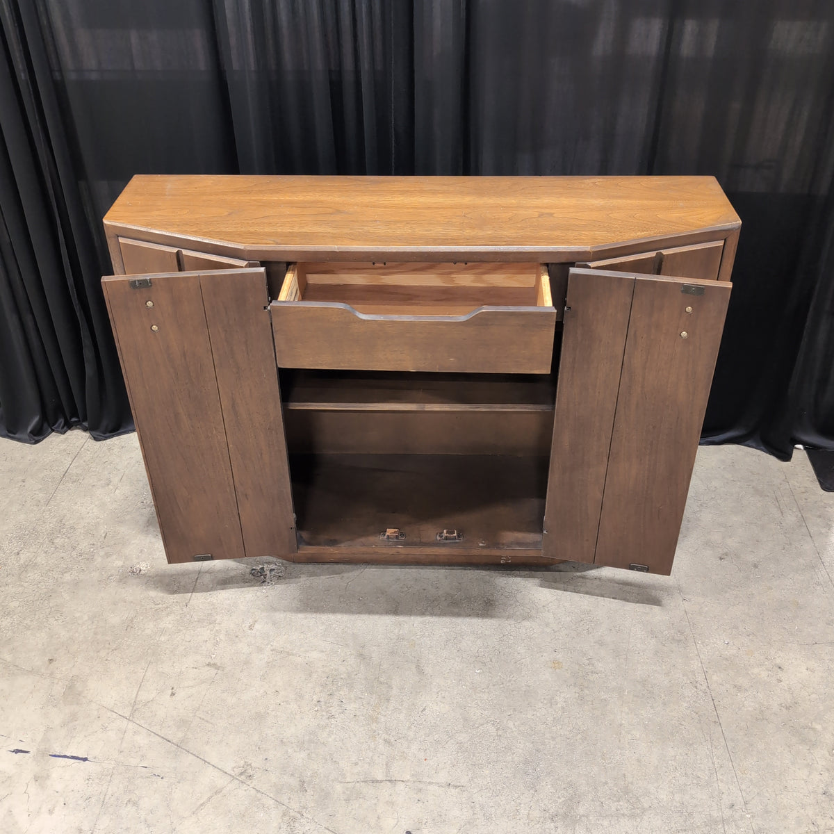 Mid-Century Style Curved Front Buffet in Wood