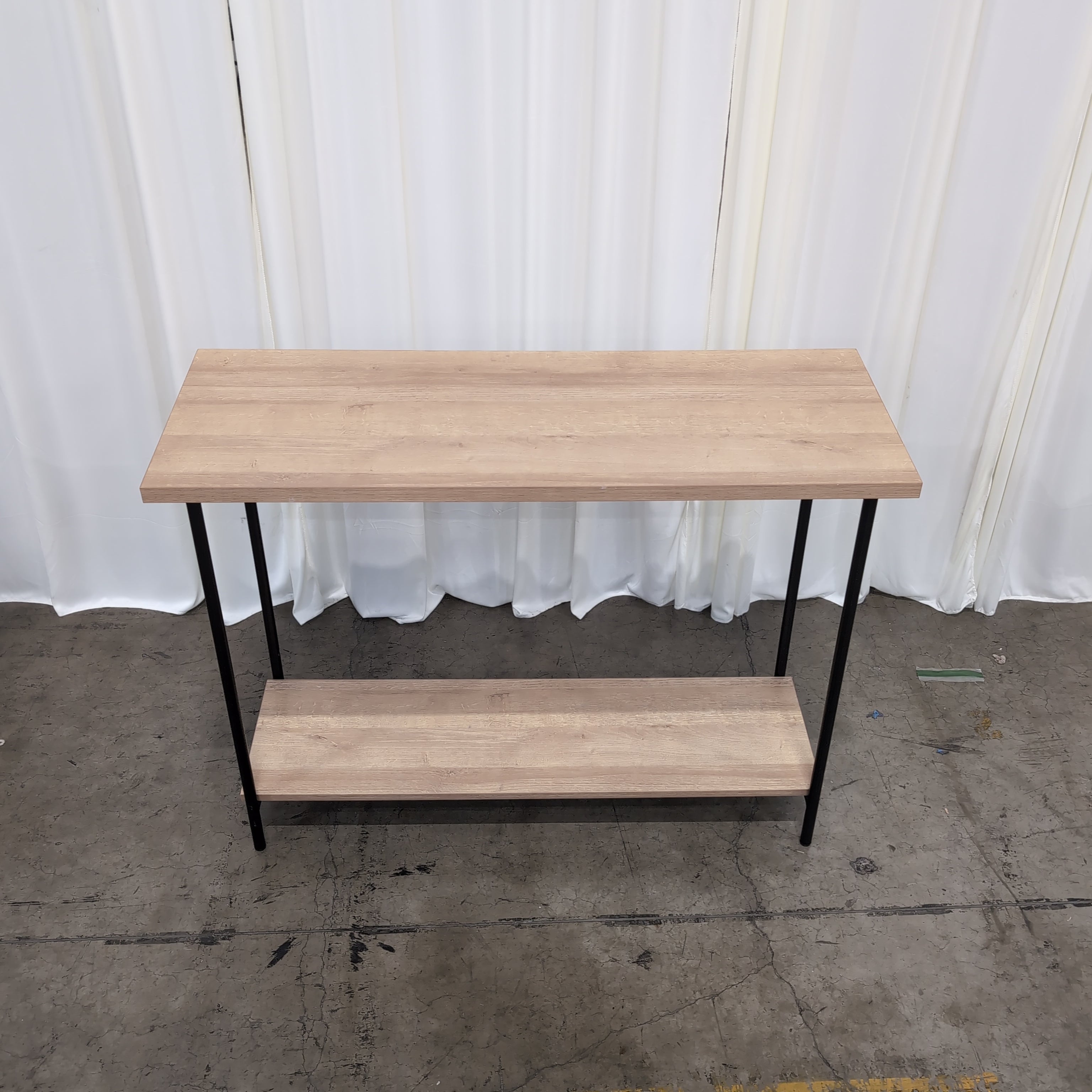 Minimalist Light Wood Console Table with Two Shelves