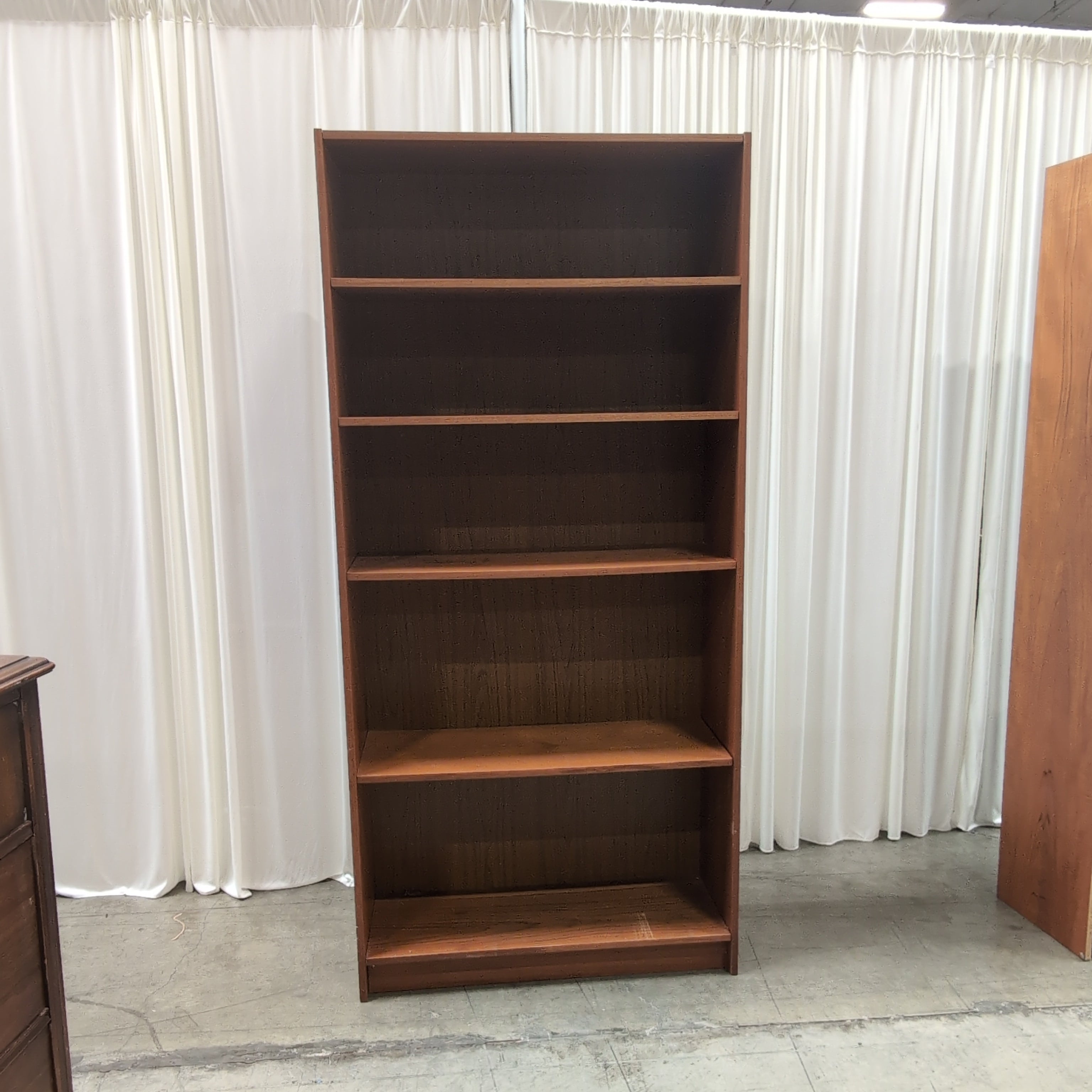 Brown Wood Four-Shelf Bookcase