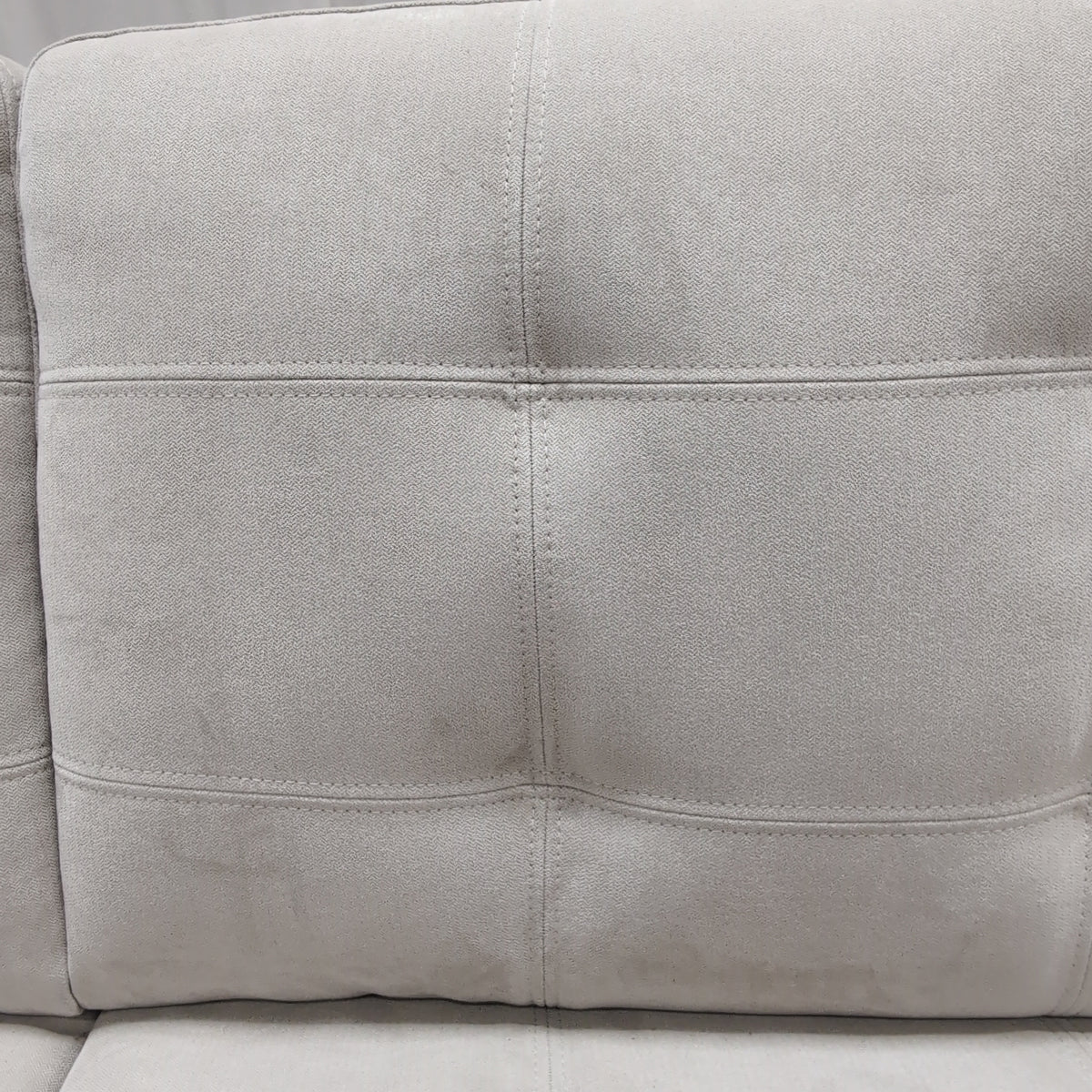 Light Beige Fabric Couch with Tufted Back Cushions