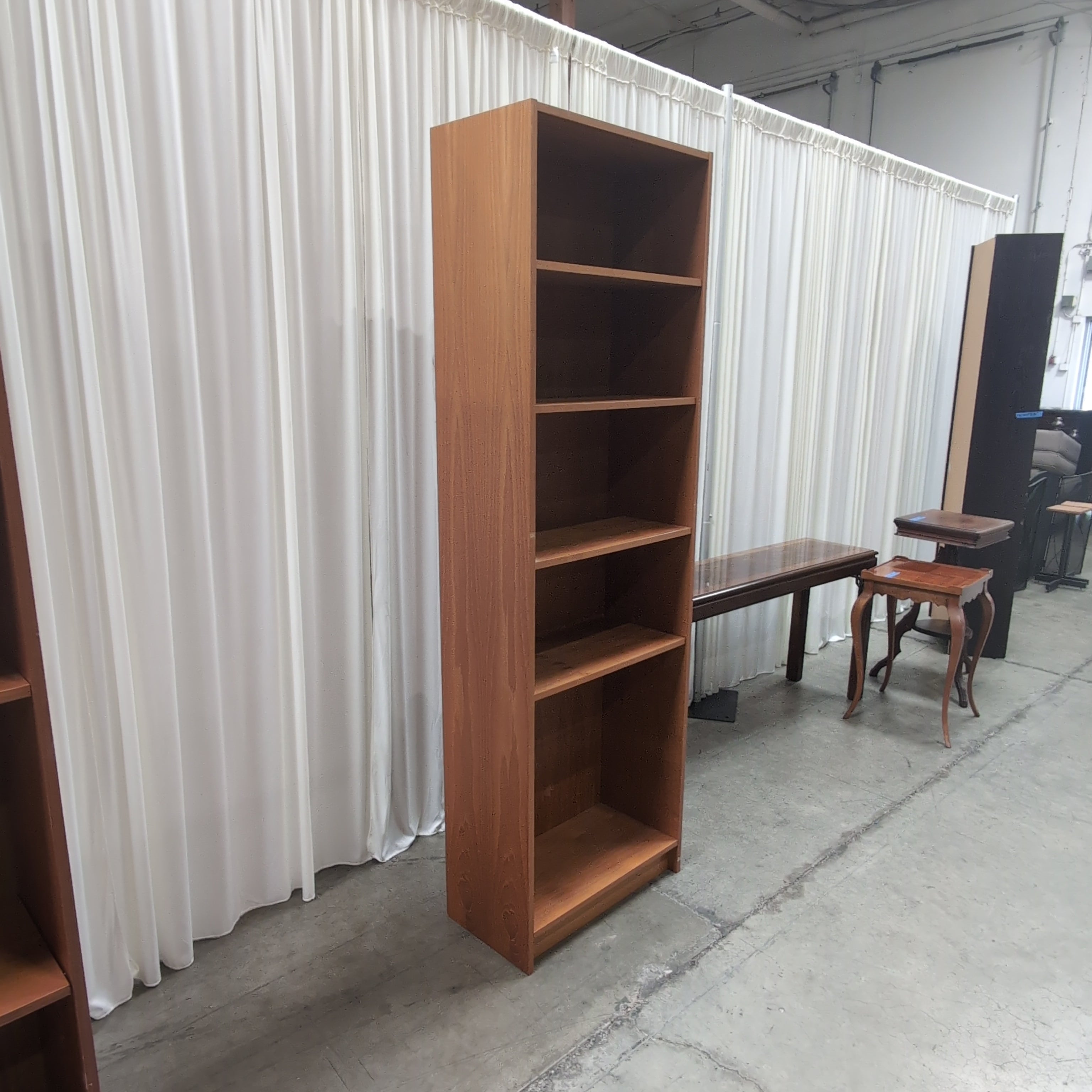 Light Brown Wood Five-Shelf Bookcase