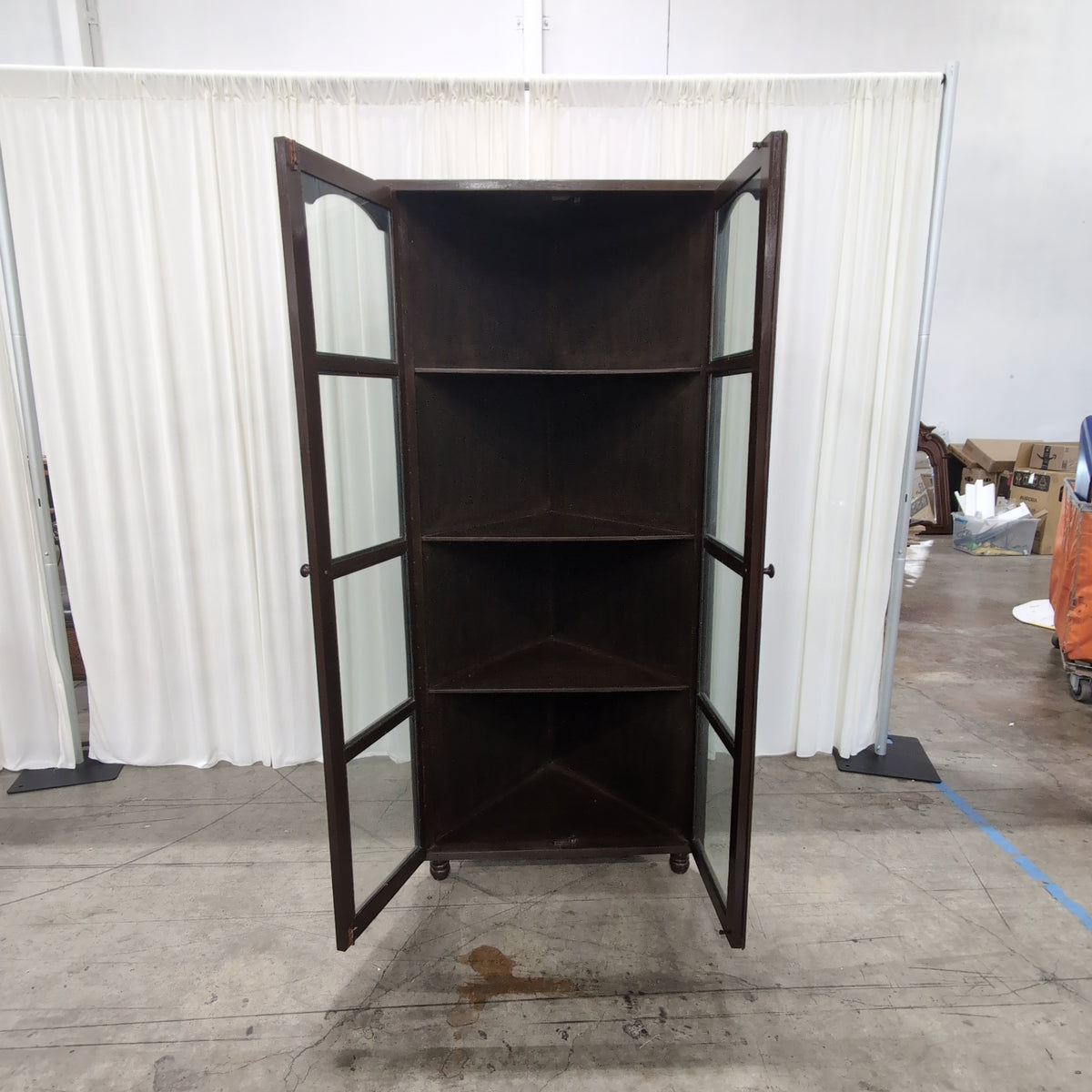 Dark Brown Wood China Cabinet with Glass Doors