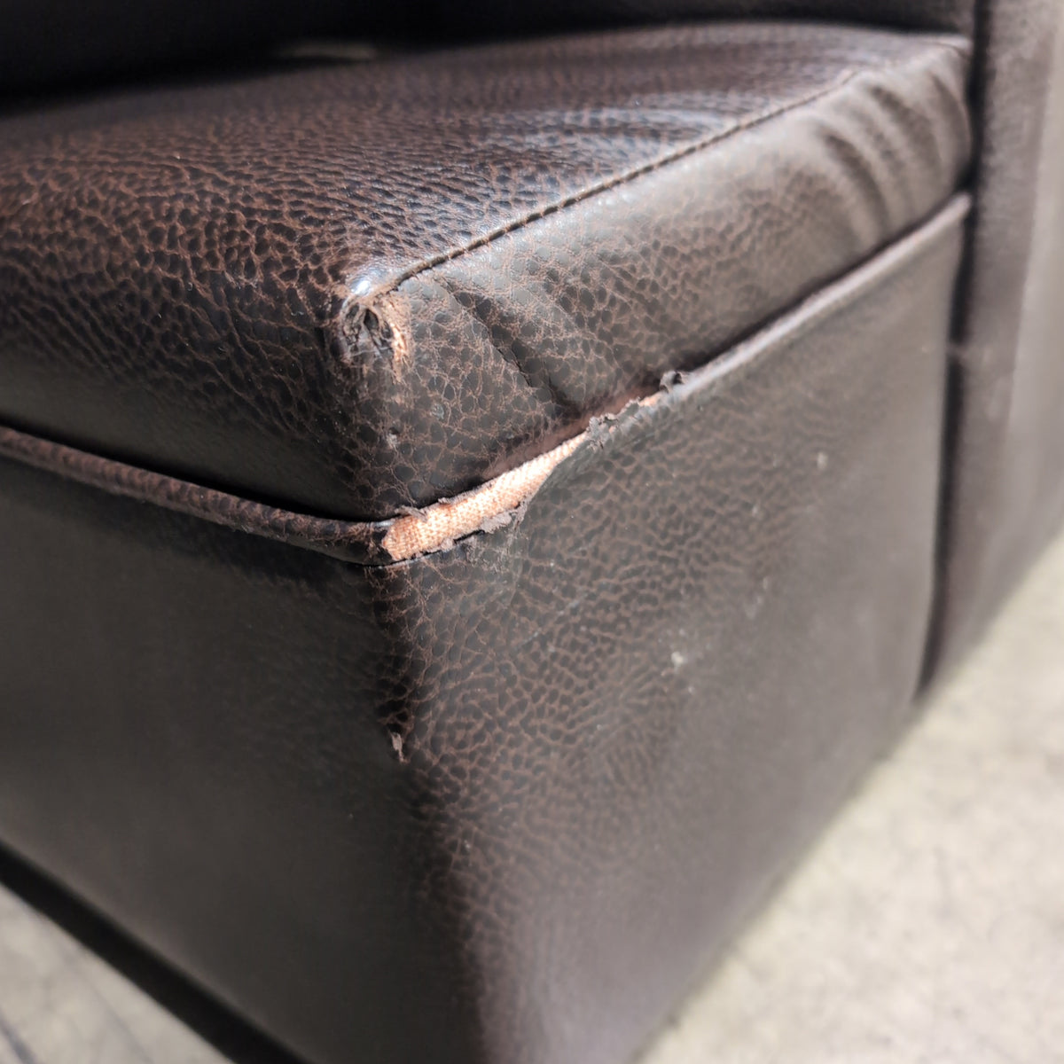 Brown Microfiber Couch with Glass Panel