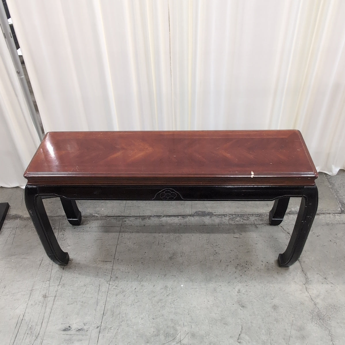 Two-Tone Asian Style Console Table with Carved Apron