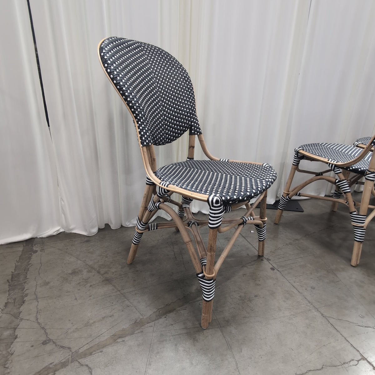 French Bistro Black and White Woven Chair