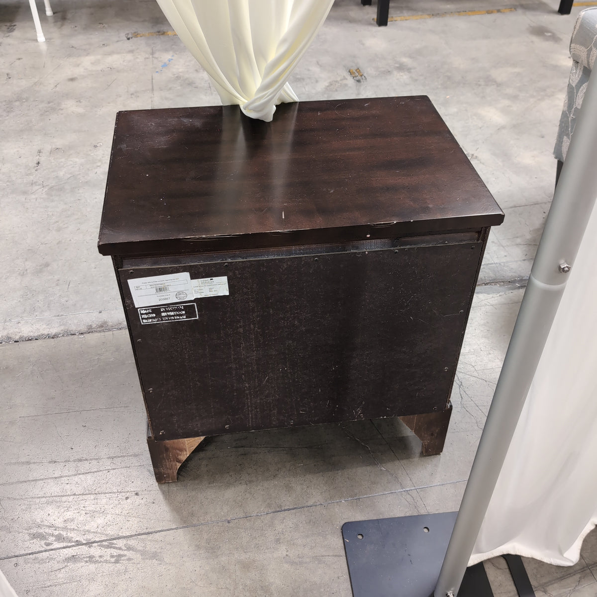 Home Meridian-Dark Brown Two-Drawer Nightstand with Silver Knobs
