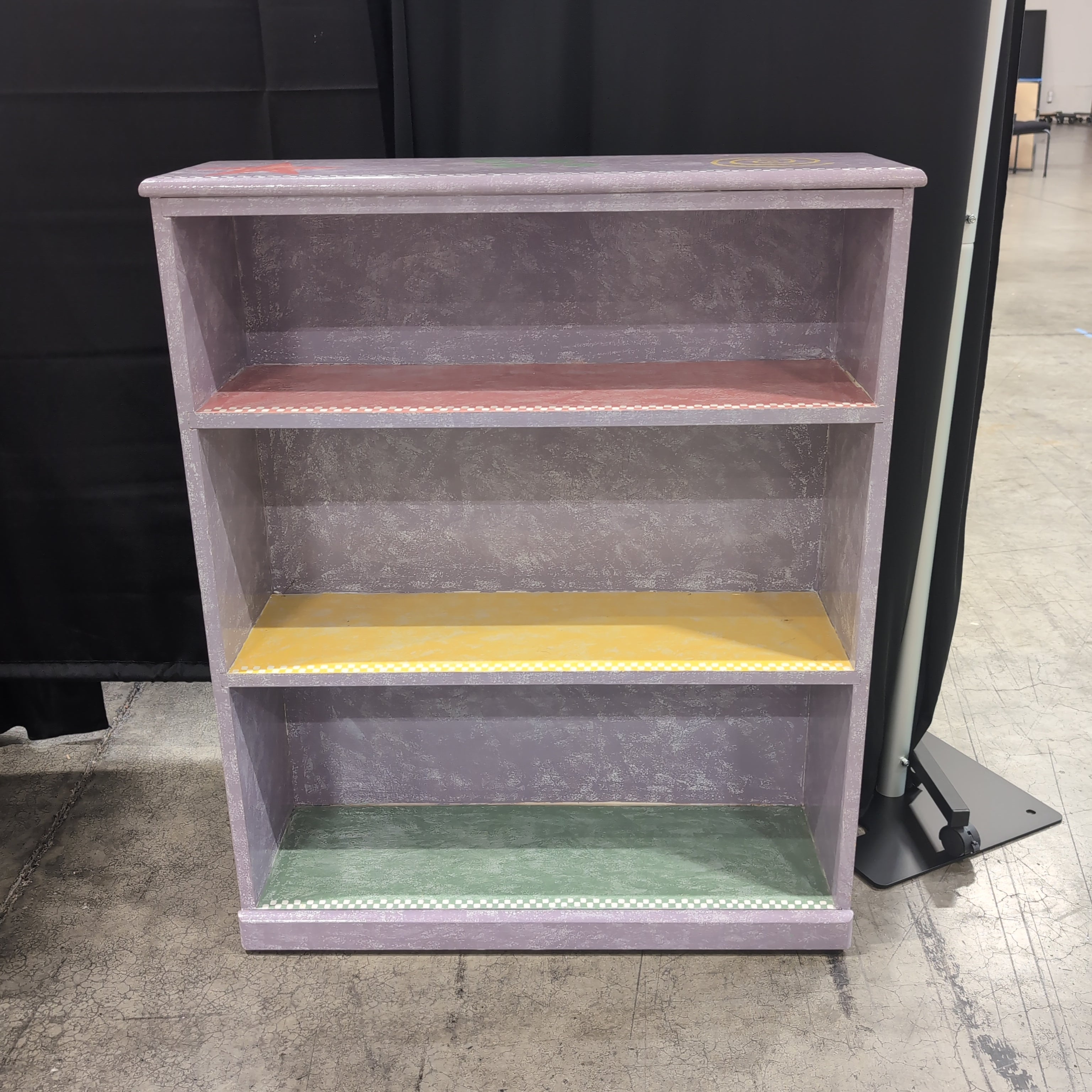 Lavender Three-Shelf Bookcase with Colorful Shelves