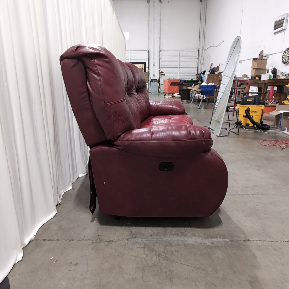 Deep Red Leather Recliner with Padded Headrest