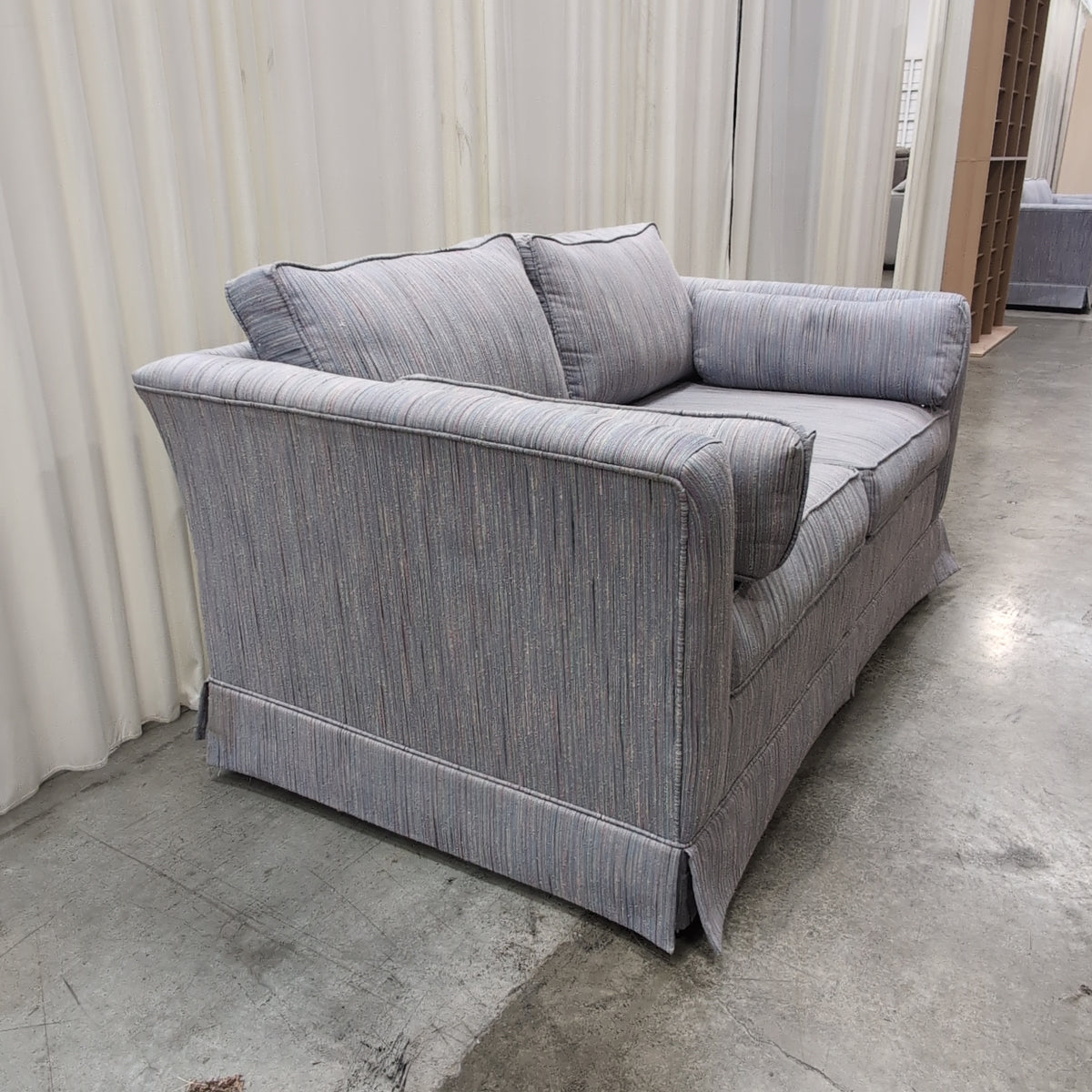 Light Grey Upholstered Rolled Arm Loveseat with Bolster Pillows
