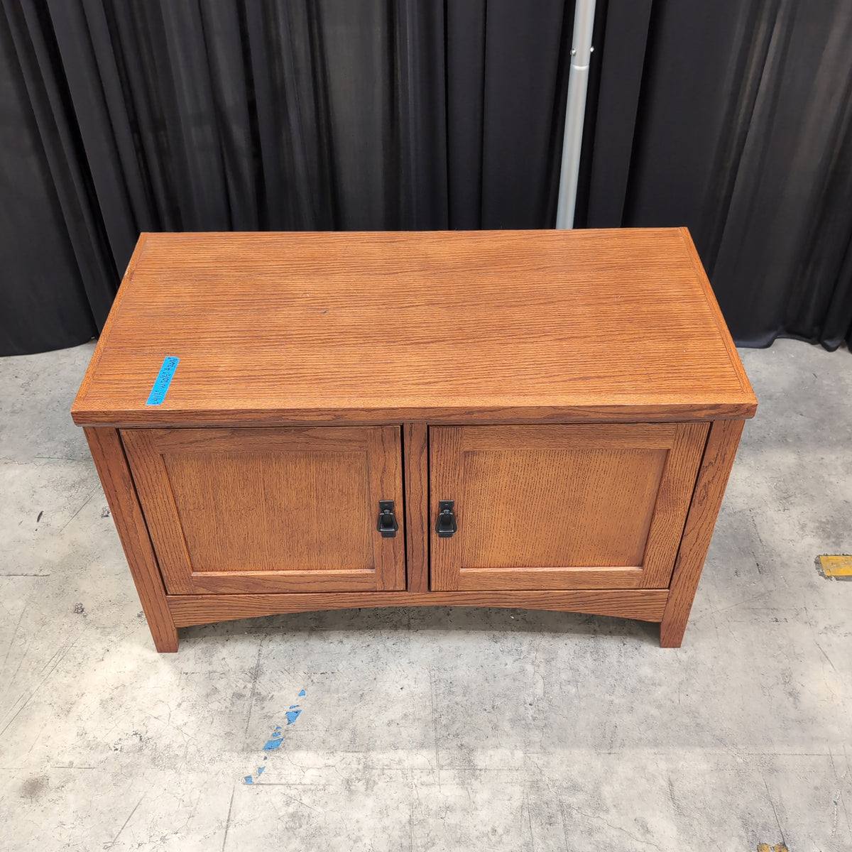 Mission Style Oak Wood TV Stand with Two Doors