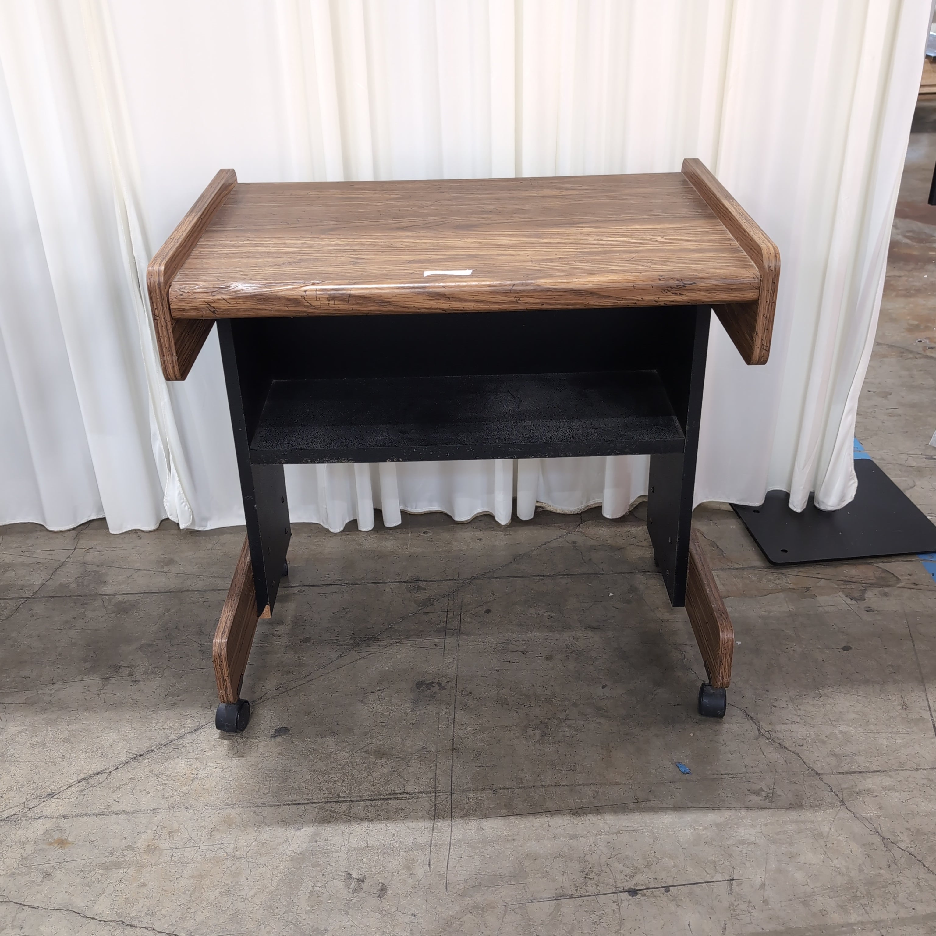 Rustic Dark Wood Desk with Lower Shelf