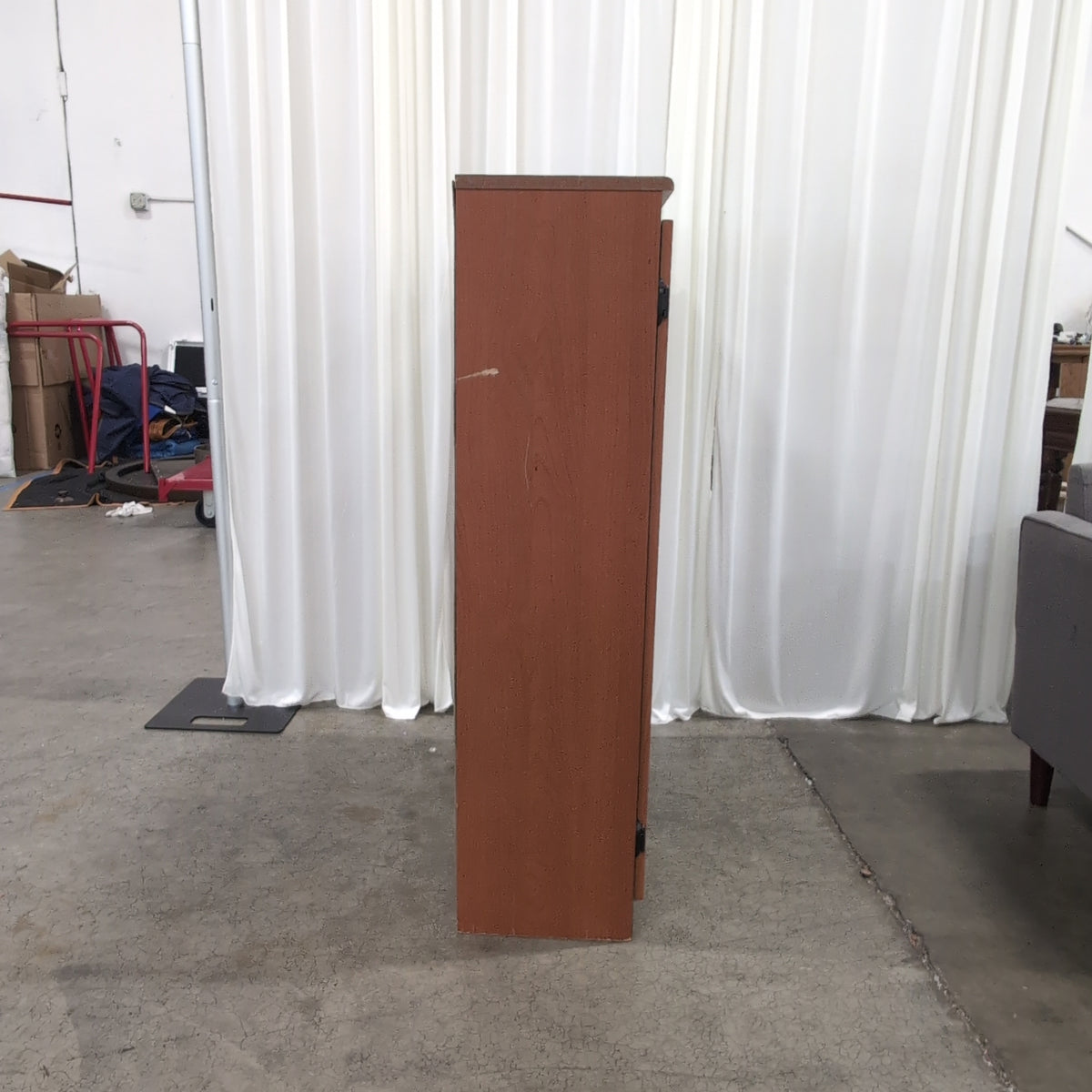Brown Wood-Toned Two-Door China Cabinet with Glass Doors