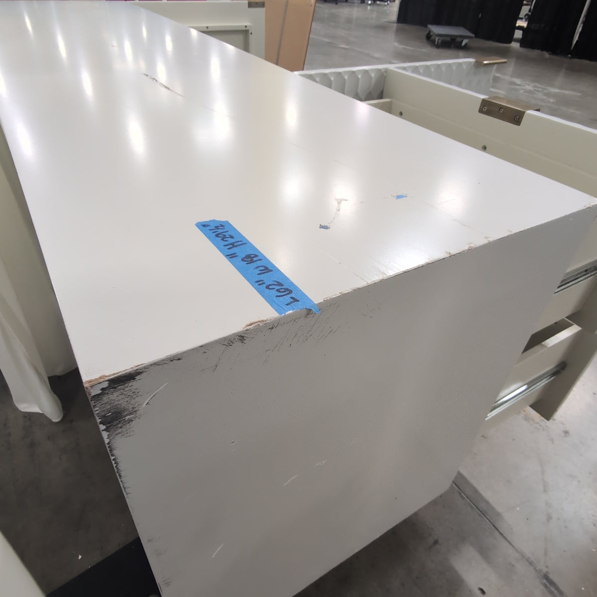 Modern White Textured Buffet with Metal Legs