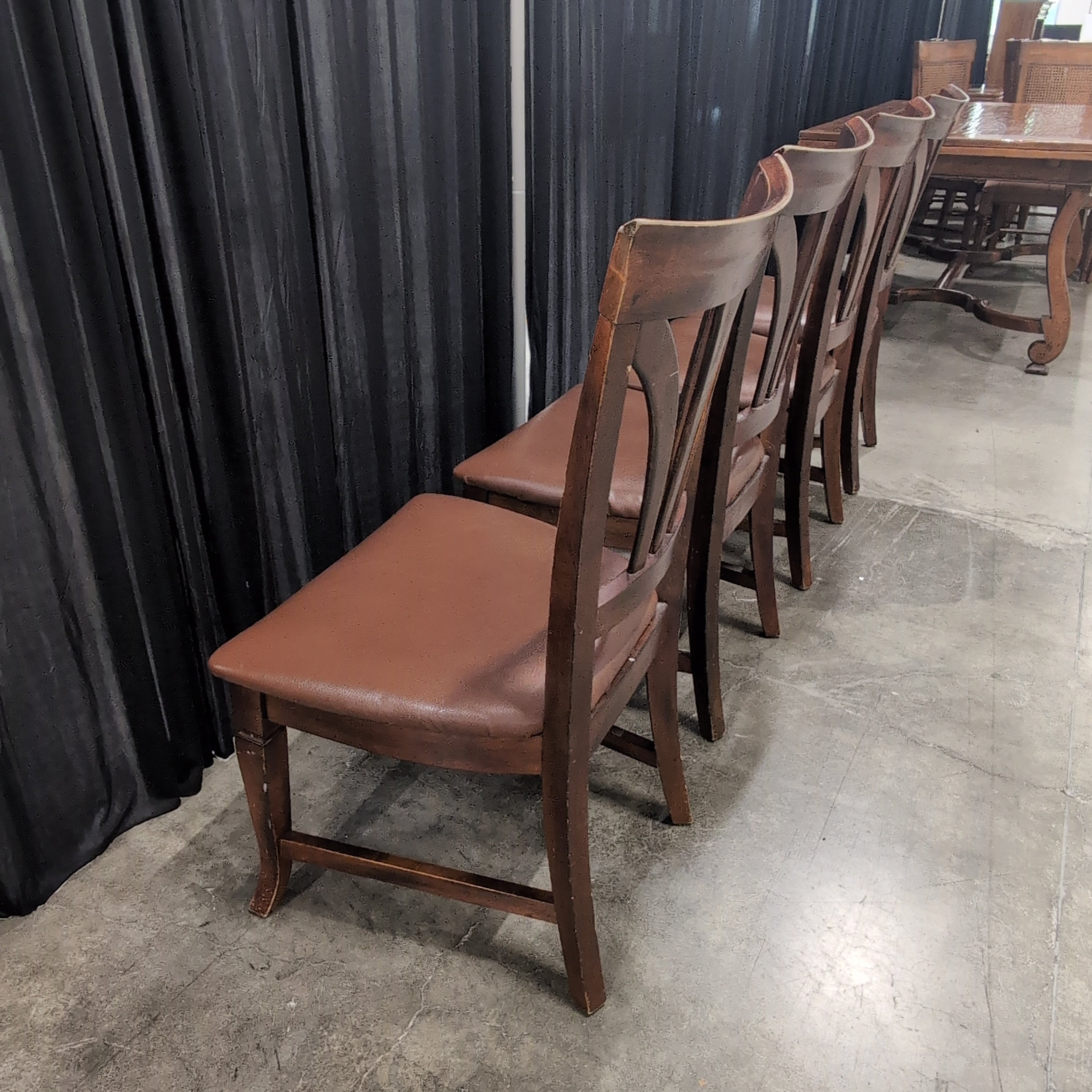 Dark Wood Dining Chair with Curved Back