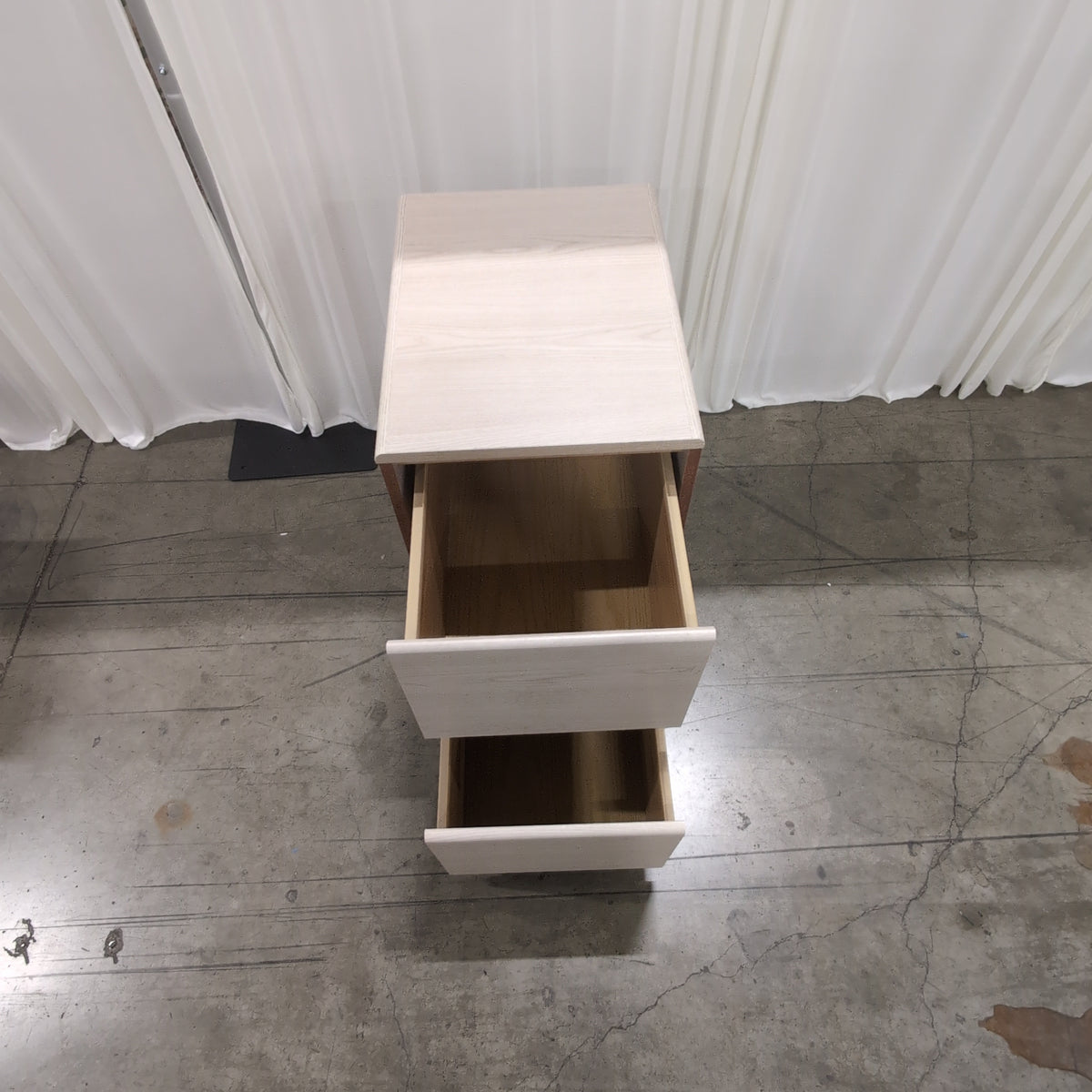 Light Wood Grain Two-Drawer Nightstand