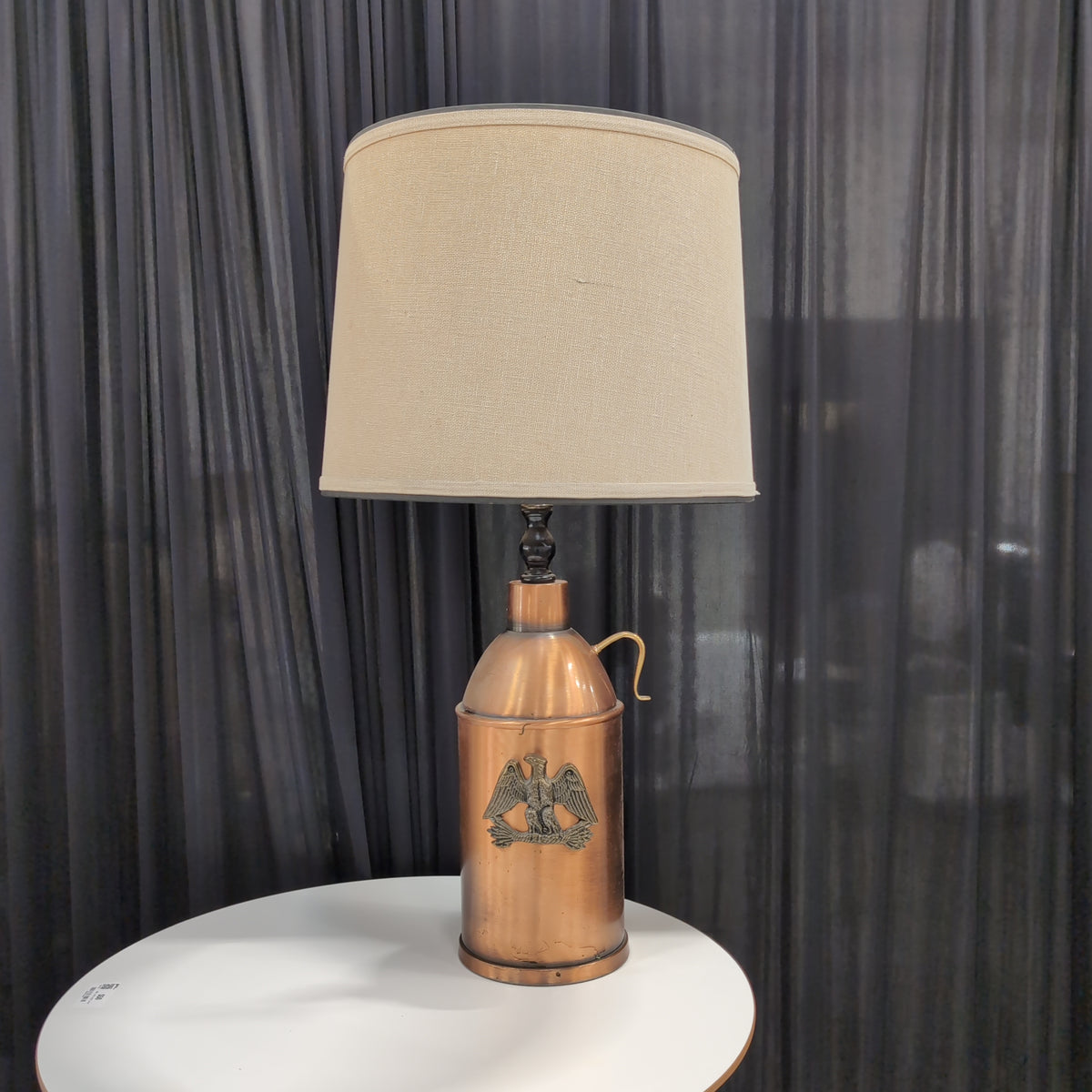 Copper Eagle Emblem Table Lamp with Fabric Shade