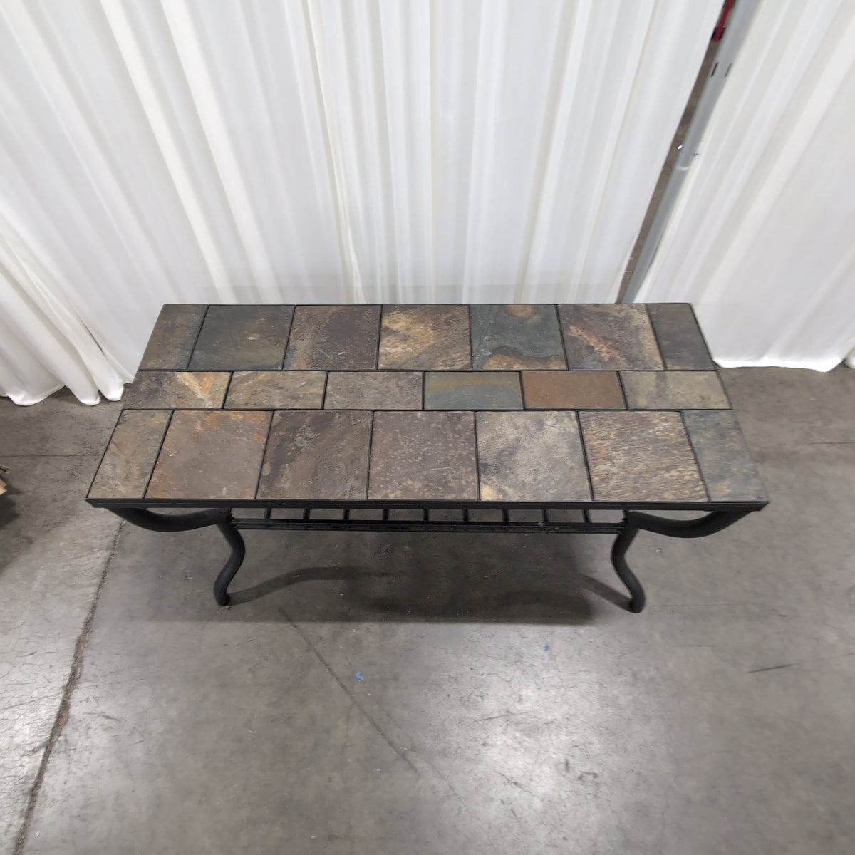 Rectangular Slate Tile Top Coffee Table in Metal