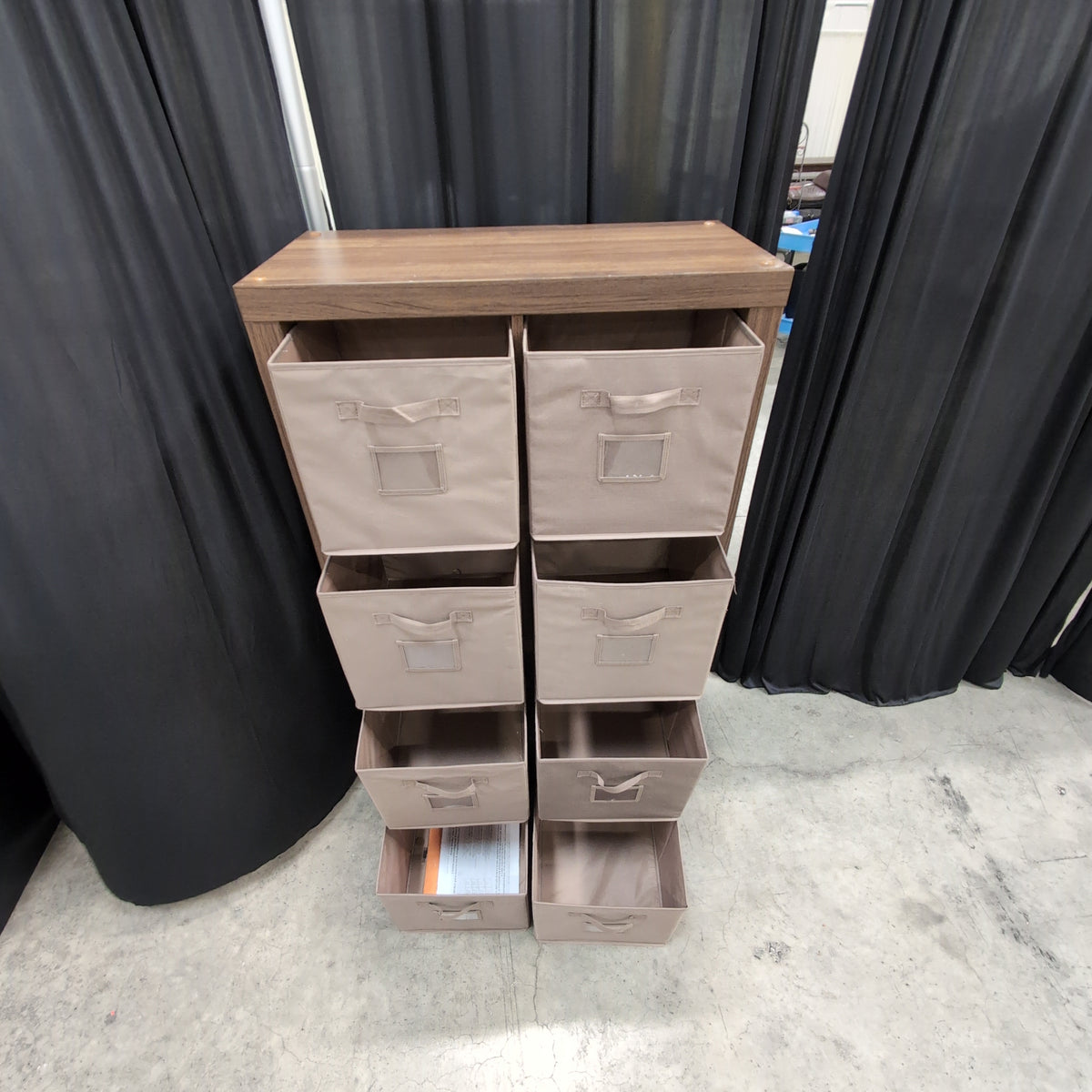 Bayside Furnishings - Dark Brown Wood-Look Eight-Cubbies Storage Unit with Fabric Bins