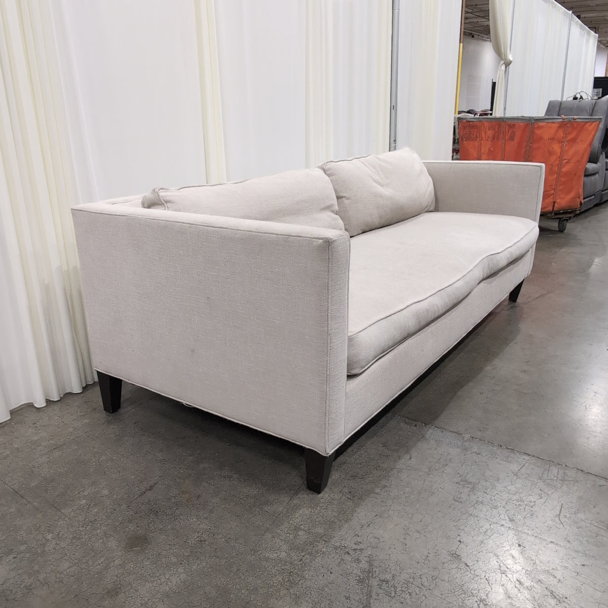Light Grey Contemporary Couch with Box Arms