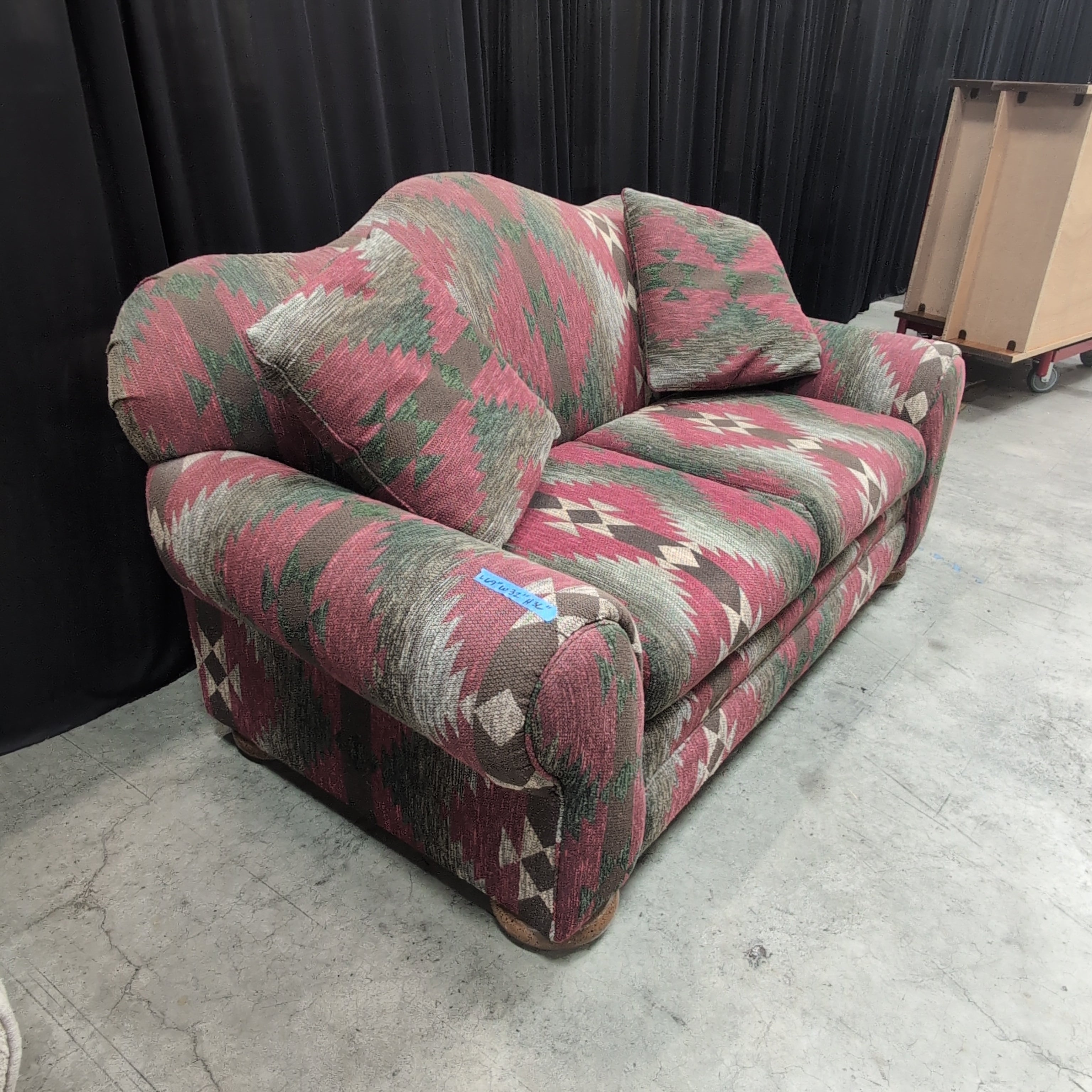 RA Jones Campbell Southwestern Pattern Couch with Rolled Arms