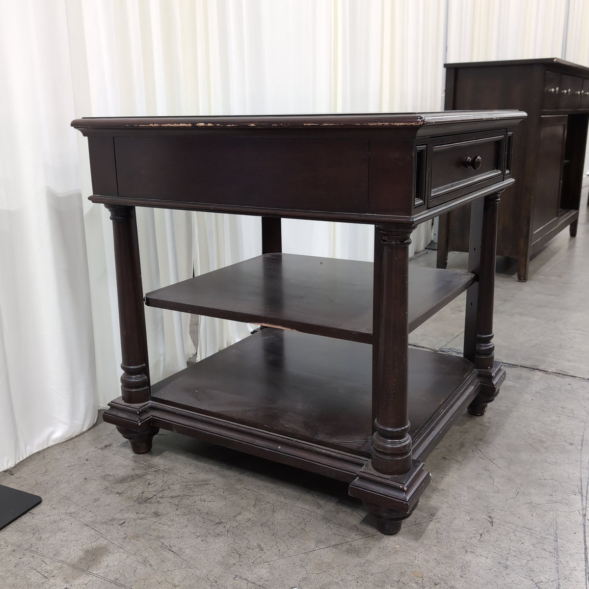 Dark Brown Wood End Table with Storage