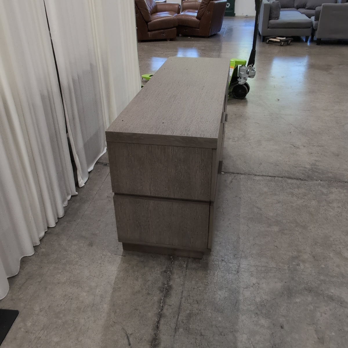 Lacouer Craft Hospitality - Minimalist Grey Wood TV Stand with Recessed Handles