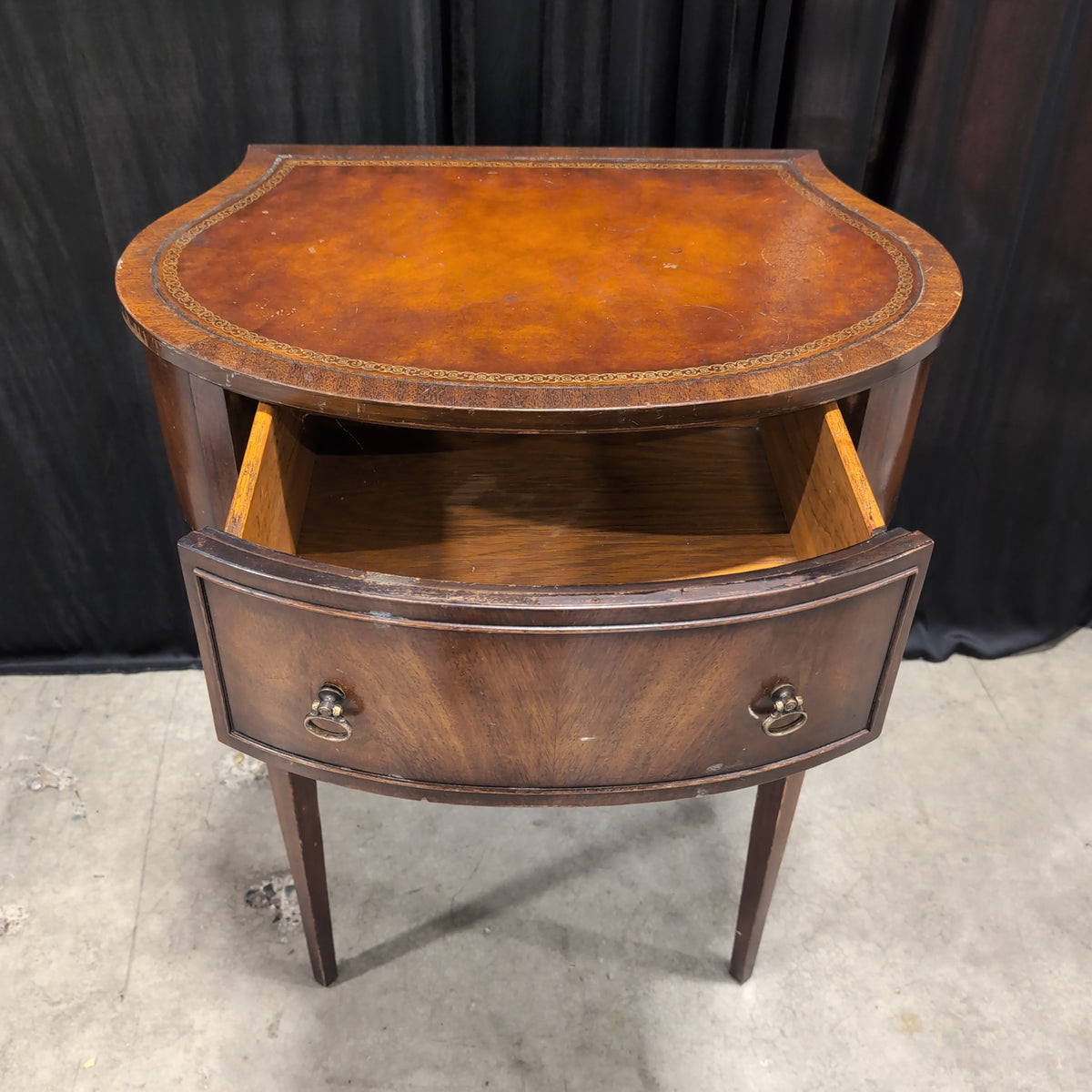 Cherry Finish Half-Round Nightstand with Single Drawer