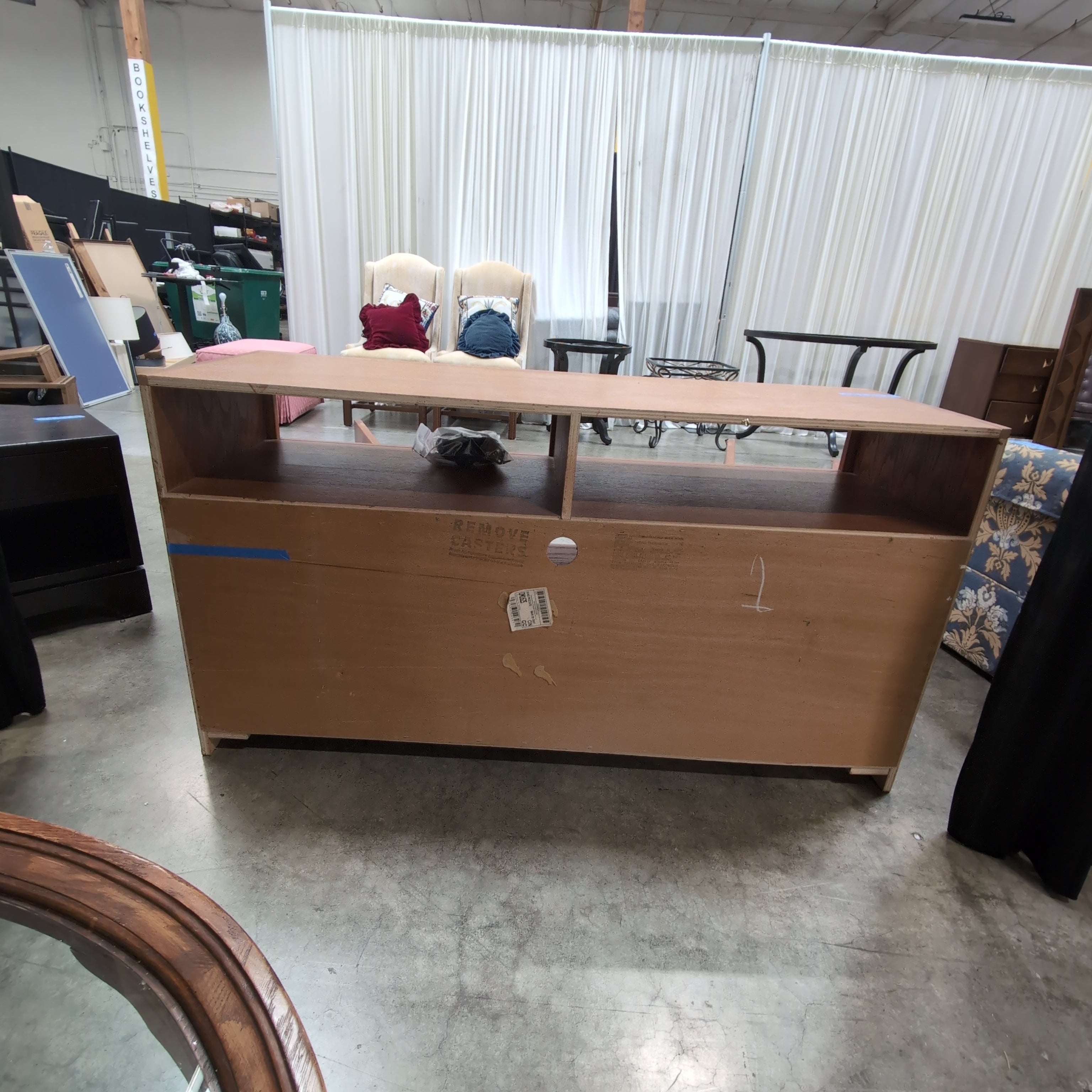 Mission Style Oak Wood China Cabinet with Glass Doors