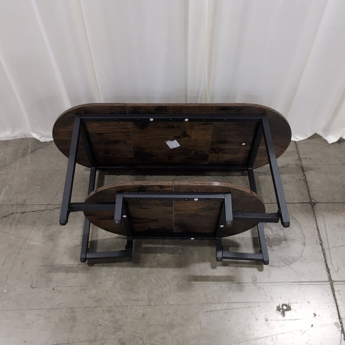 Dark Brown Oval Coffee Table with Two Tiers